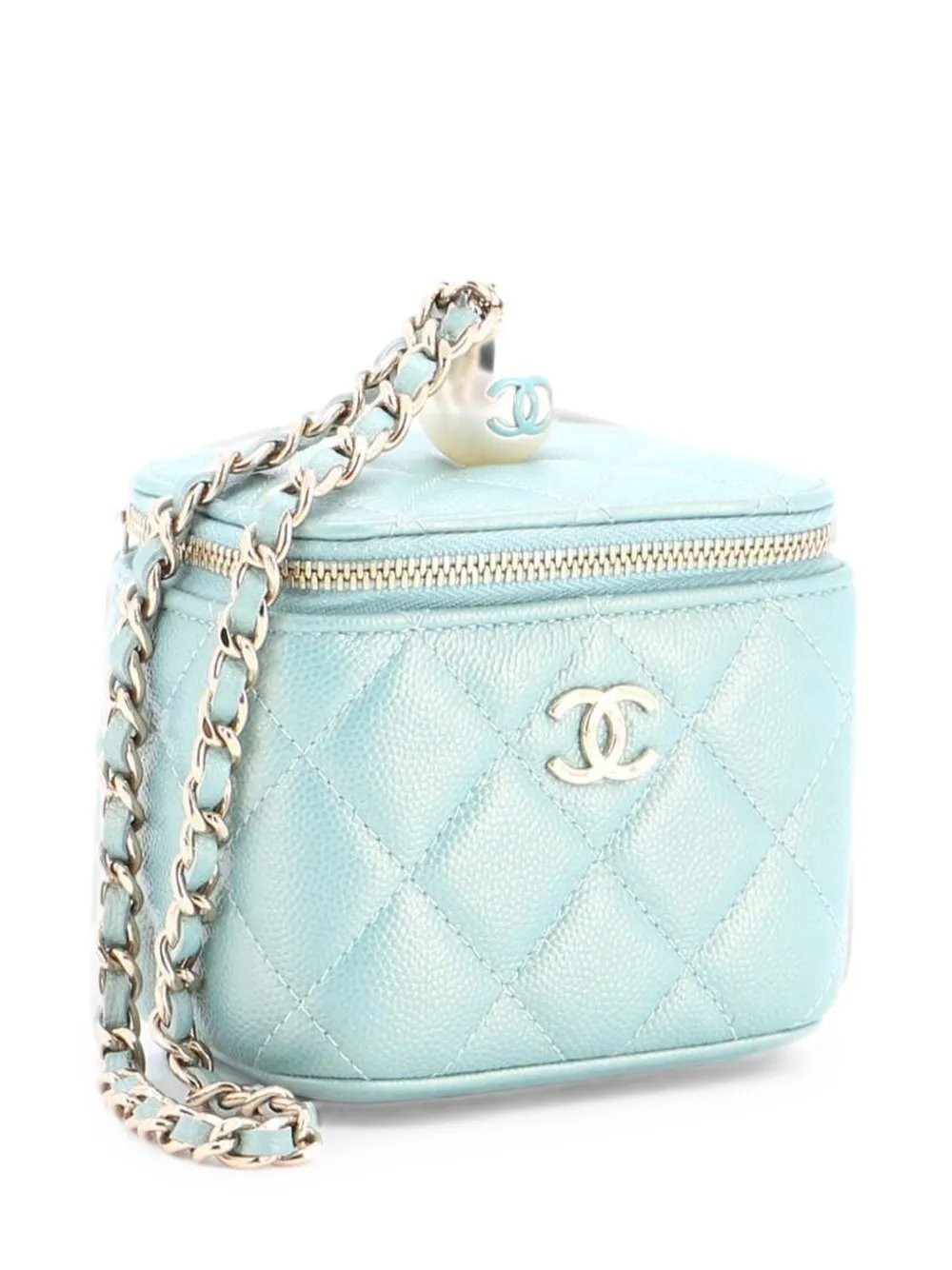 Classic Pearl Vanity Case with Chain Quilted Caviar Mini clutch bag