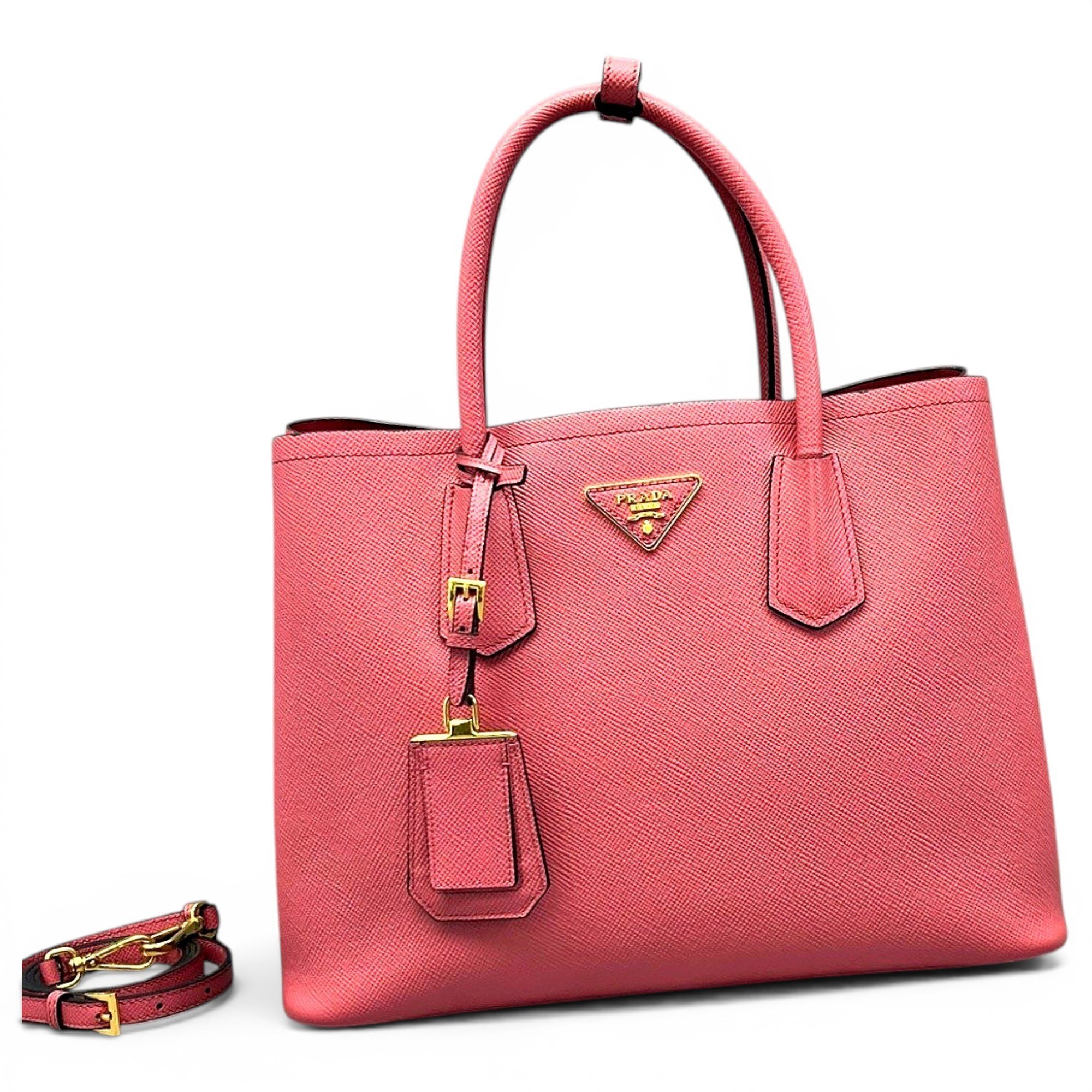 Double leather handbag
