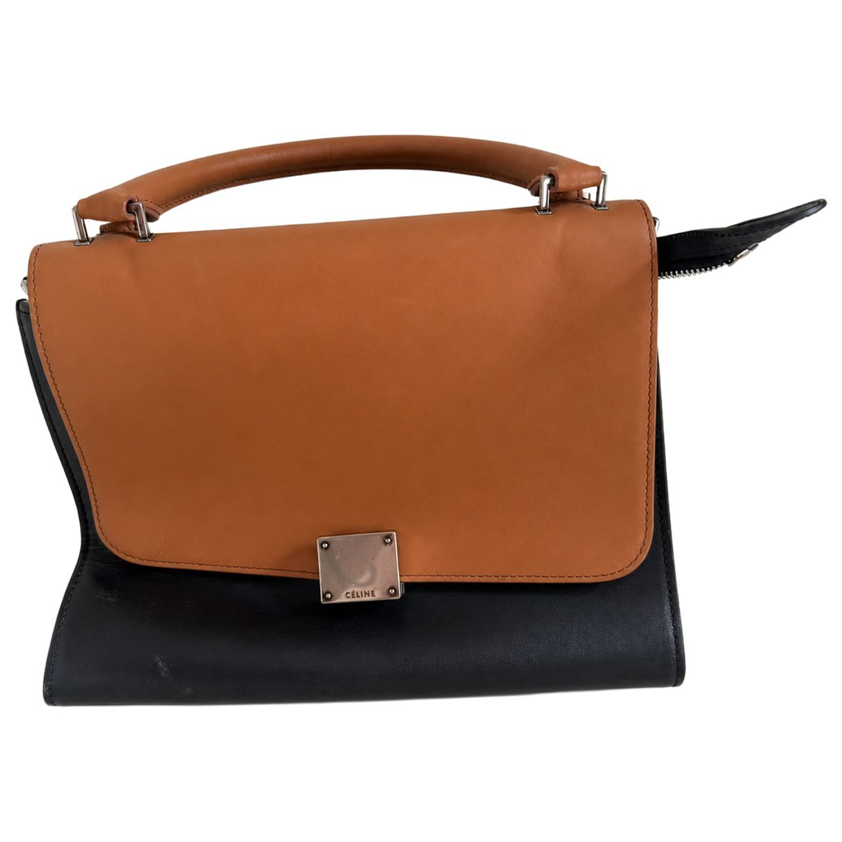 Trapèze leather handbag
