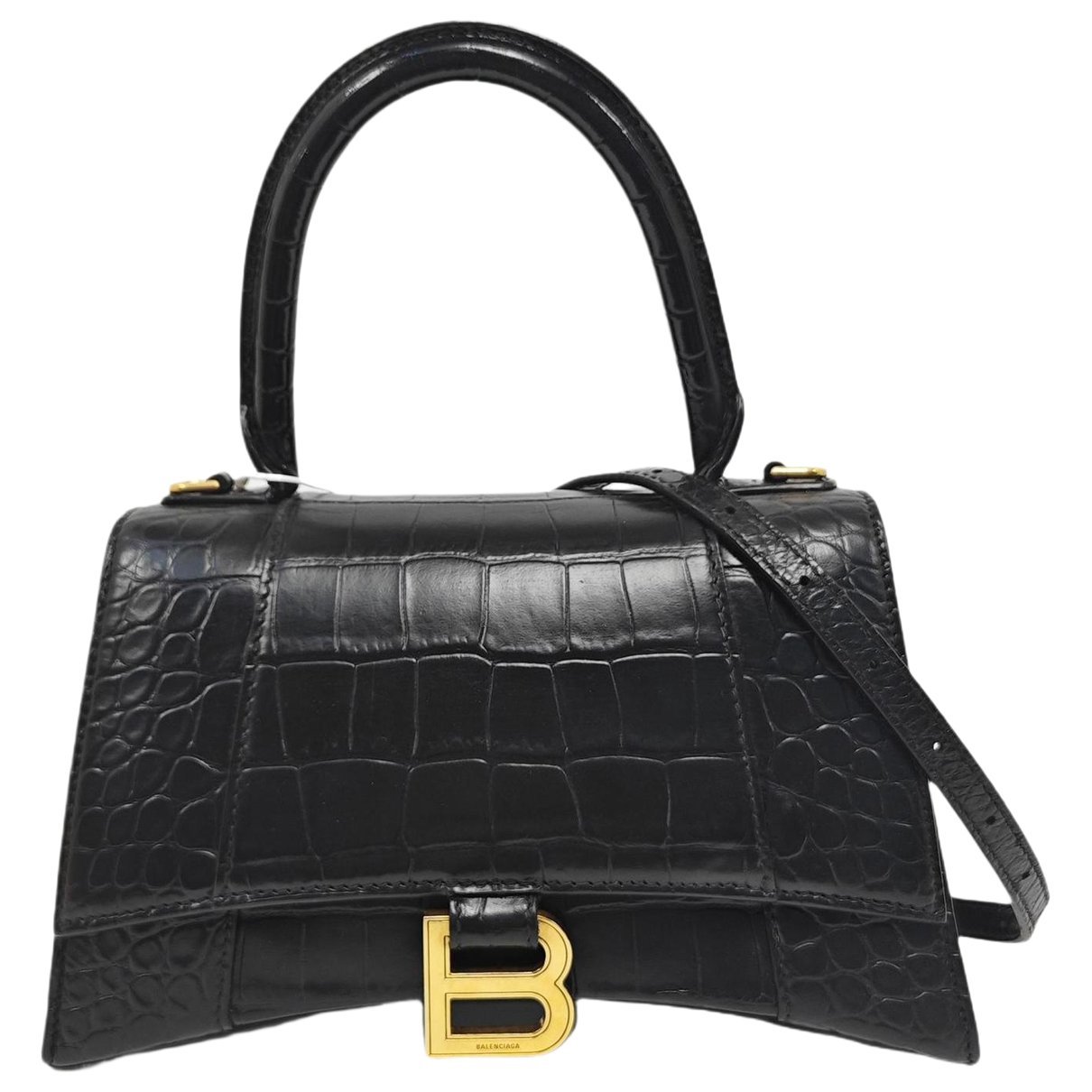 Hourglass leather handbag