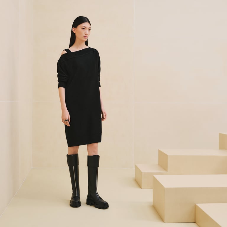 Asymmetric cashmere dress