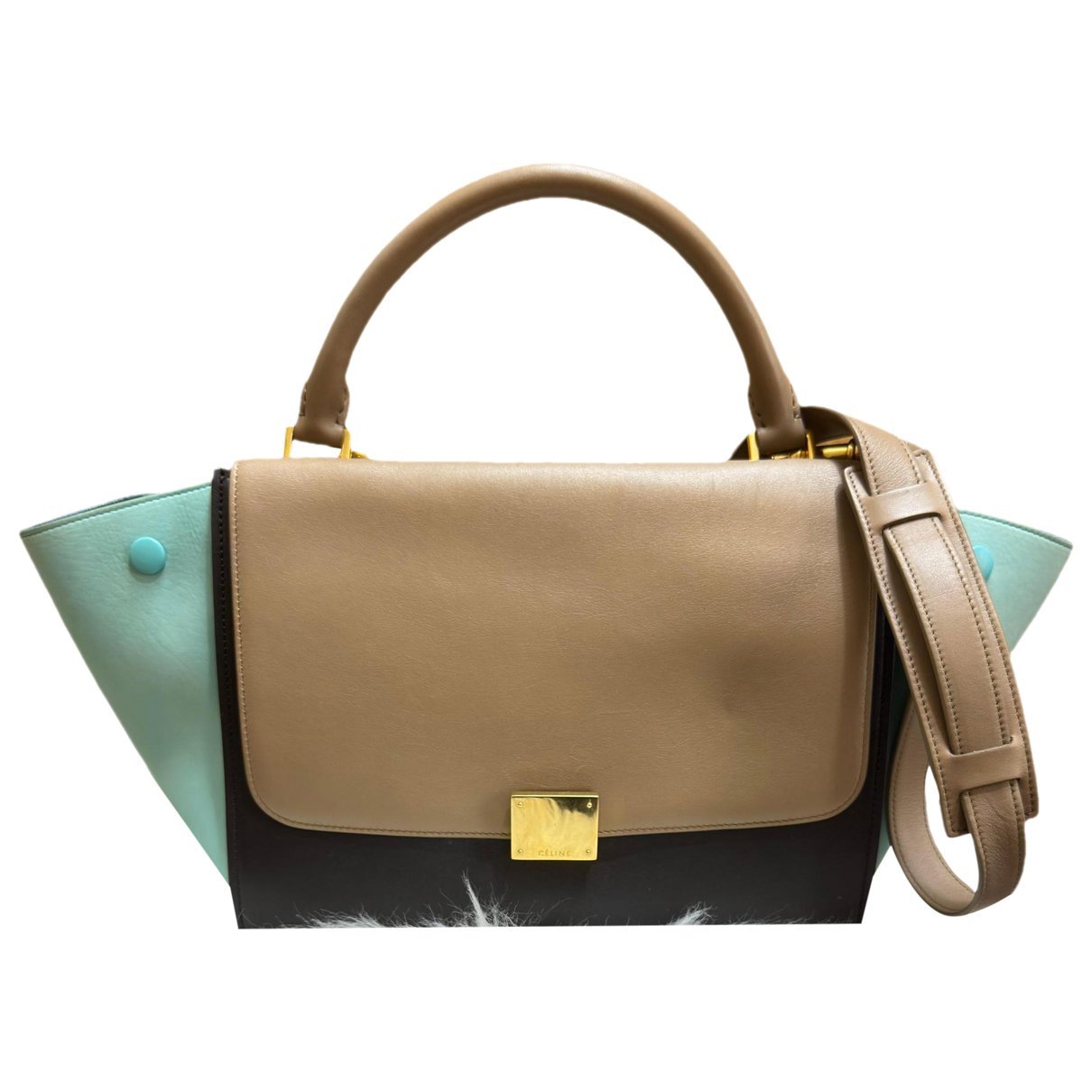 Trapèze leather handbag
