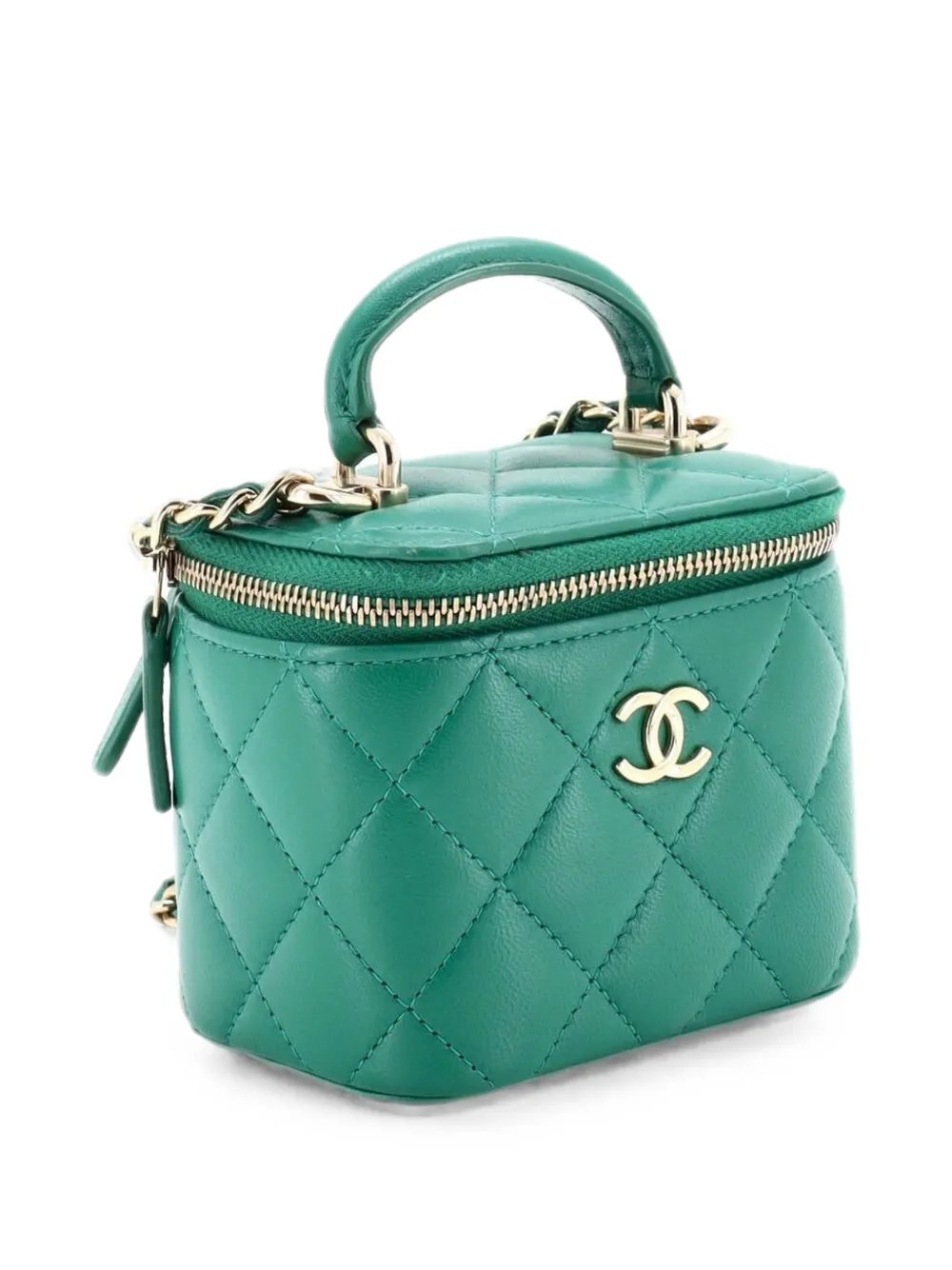 Classic Top Handle Vanity Case with Chain Quilted Lambskin Mini crossbody bag