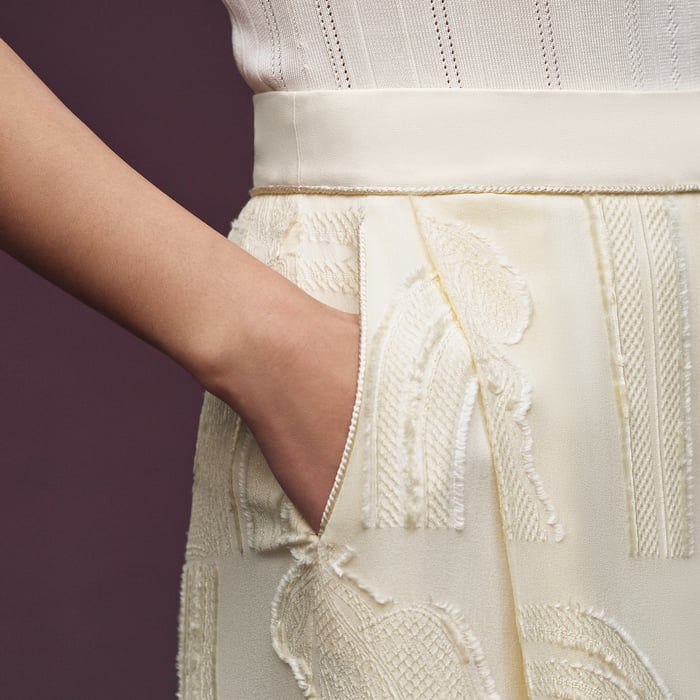 Blanc Céramique "En Desordre Fils Coupes" Pants