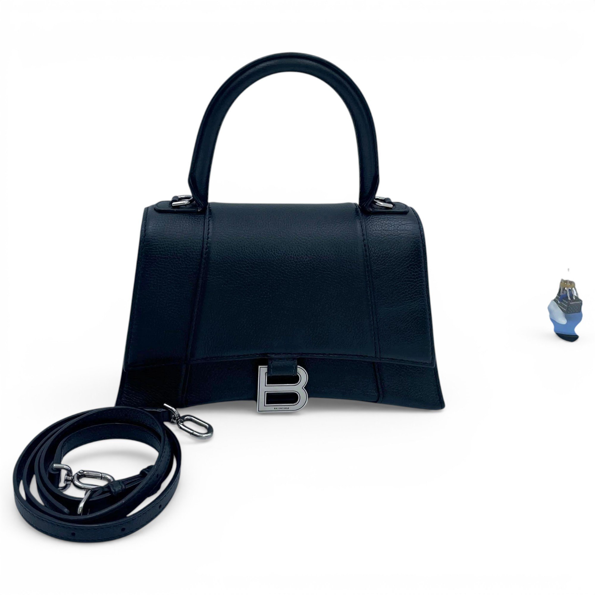 Hourglass leather handbag