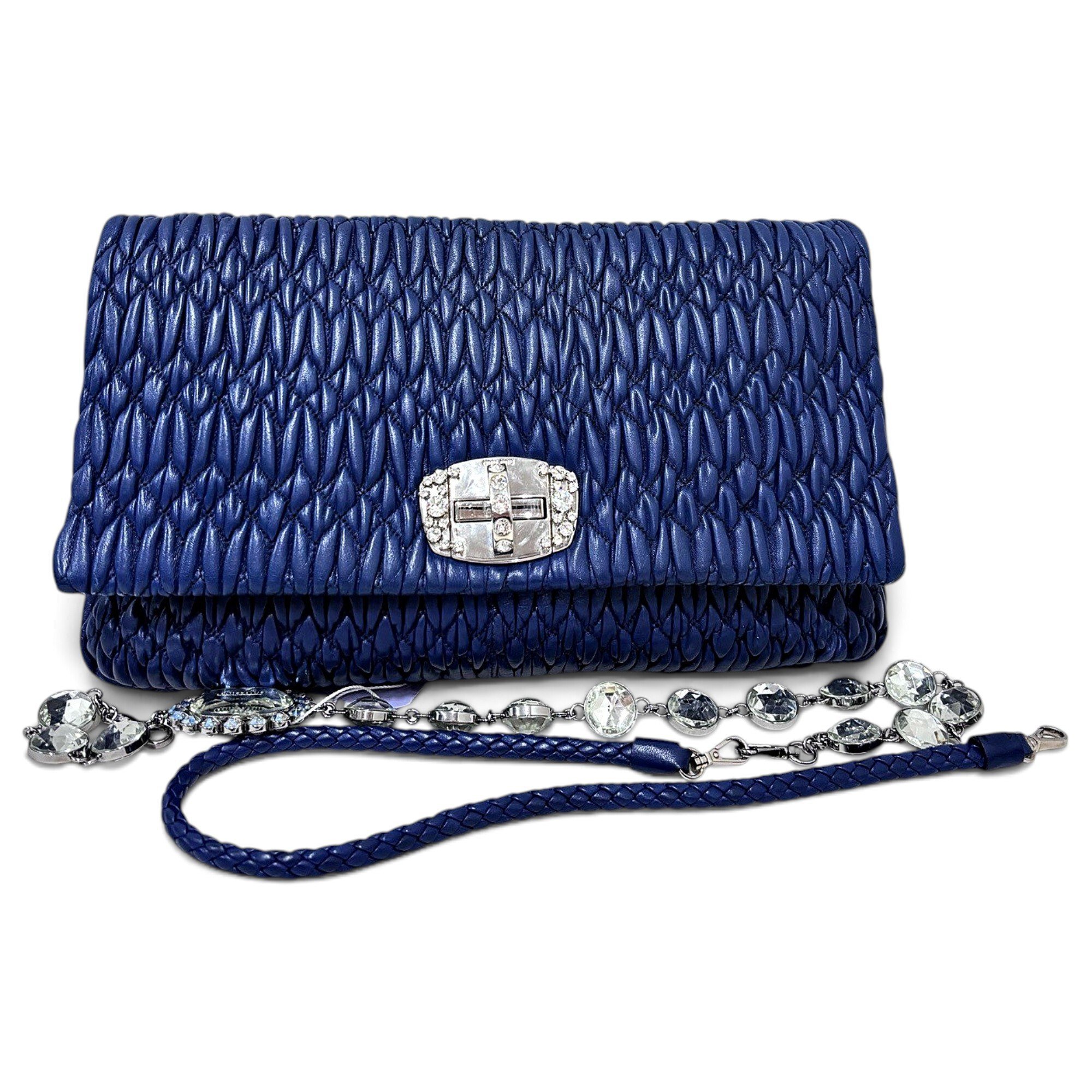 Miu Crystal leather handbag