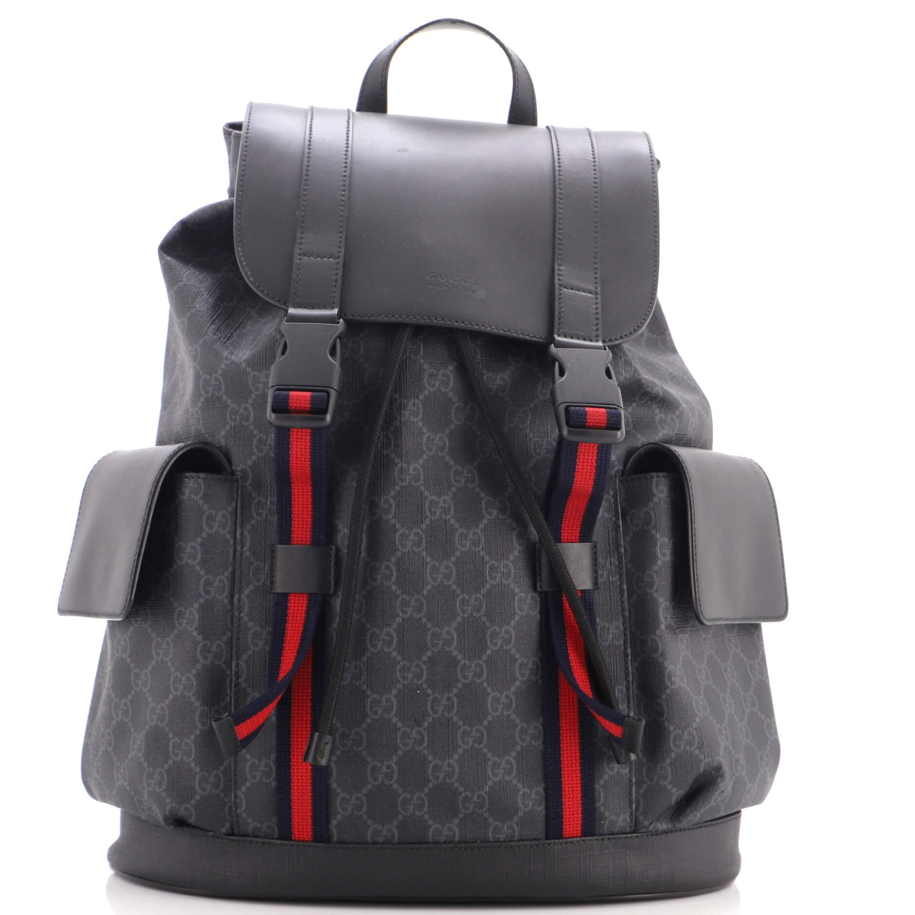Double Pocket Buckle Backpack GG Coated Canvas Large