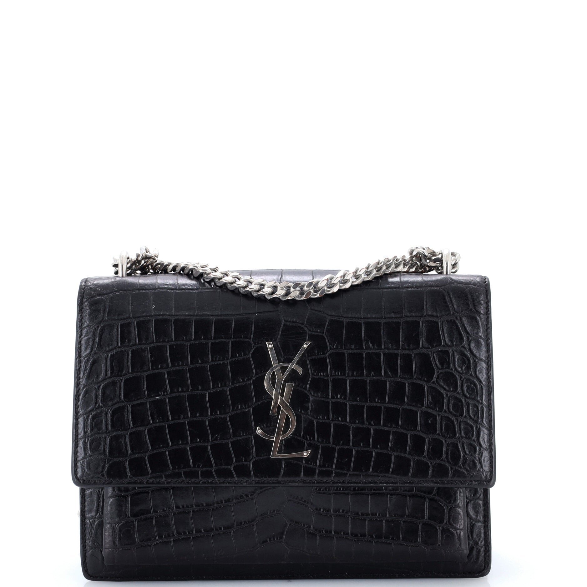 Sunset Crossbody Bag Crocodile Embossed Leather Medium