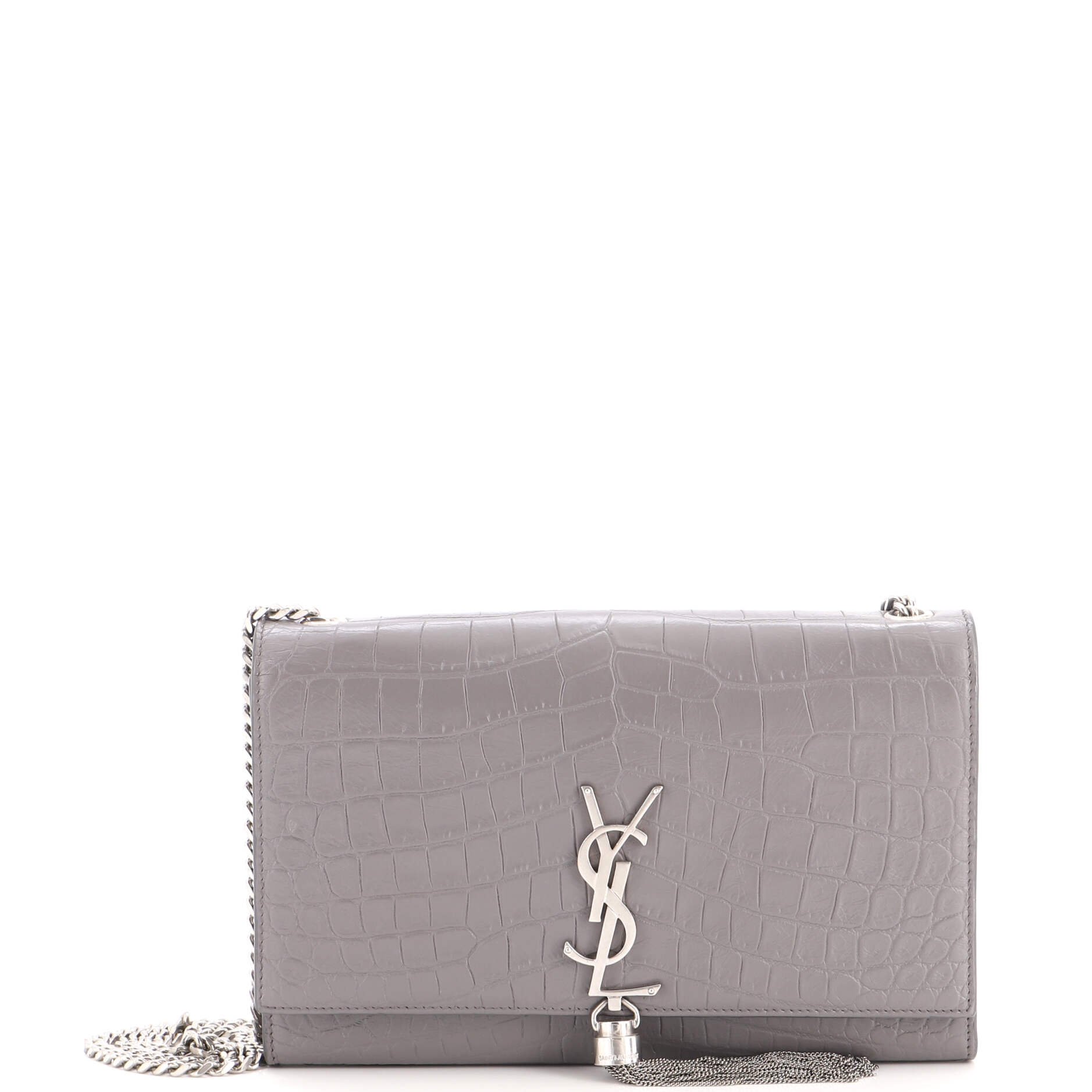 Classic Monogram Tassel Crossbody Bag Crocodile Embossed Leather Medium