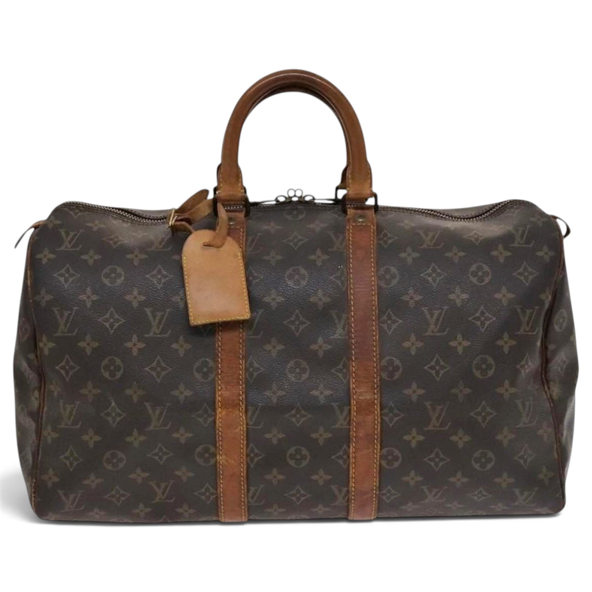 Louis Vuitton Keepall leather travel bag