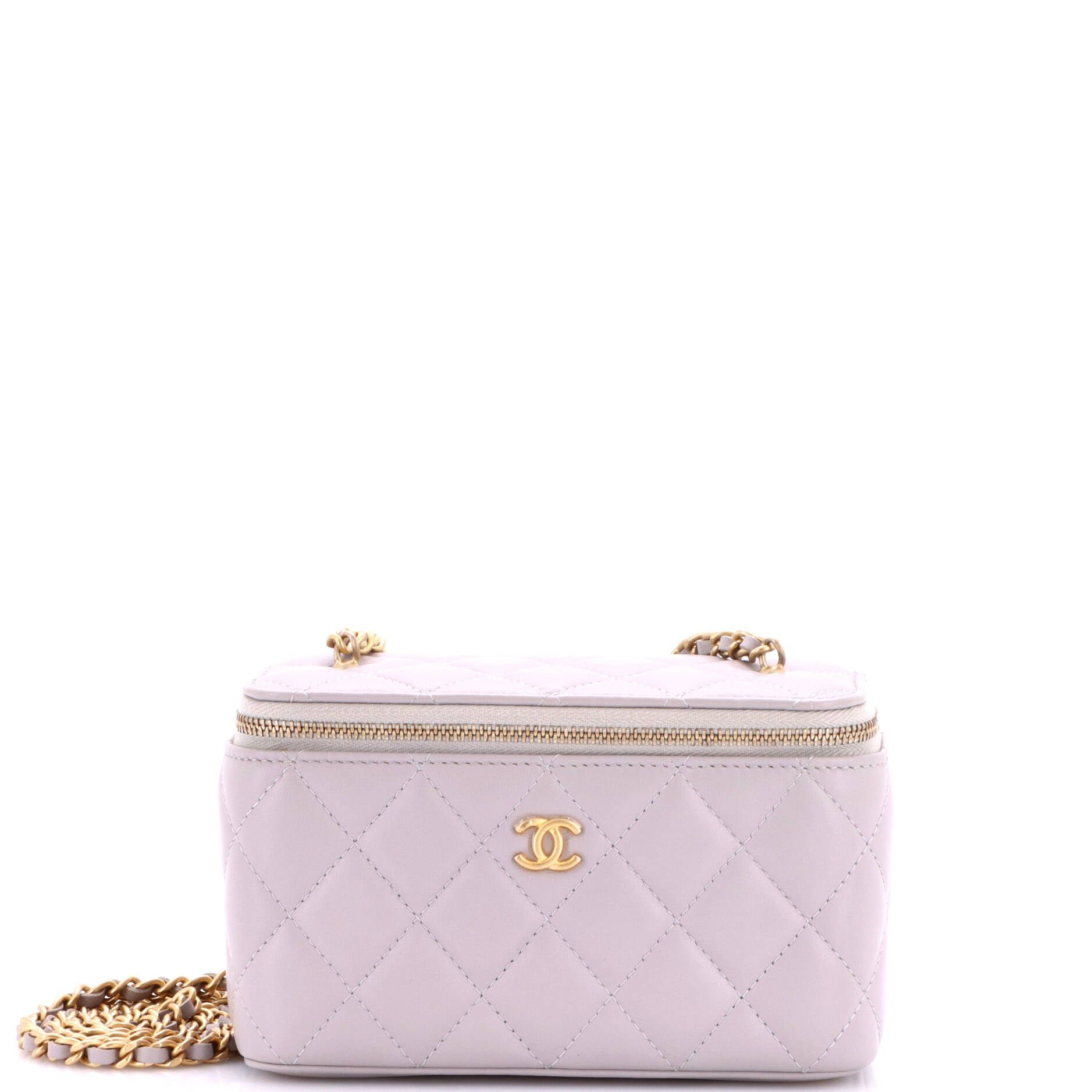 Pearl Crush Vanity Case with Chain Quilted Lambskin Small