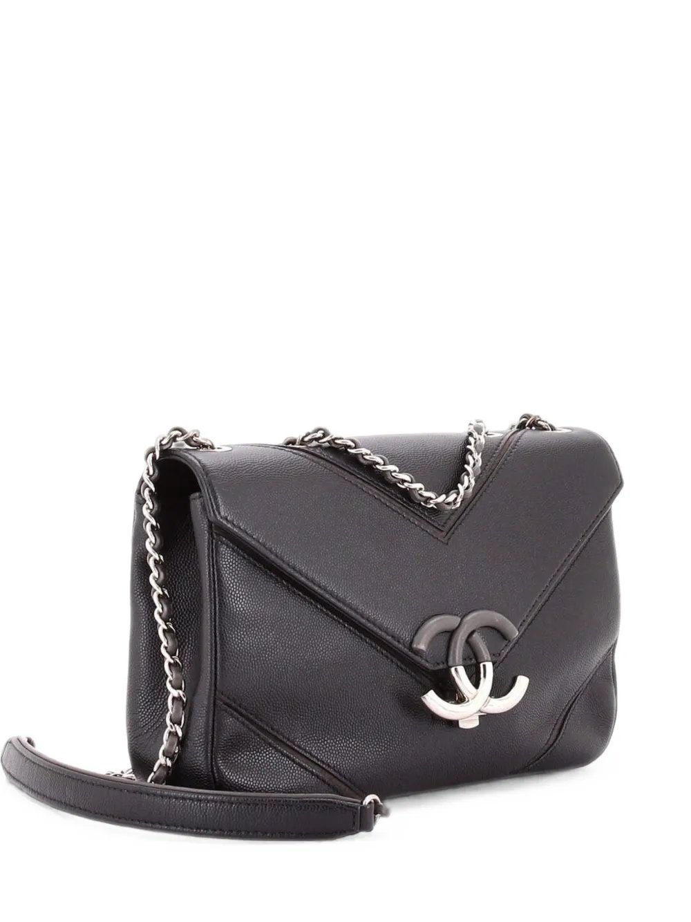 Macro Flap Bag Chevron Caviar Large shoulder bag
