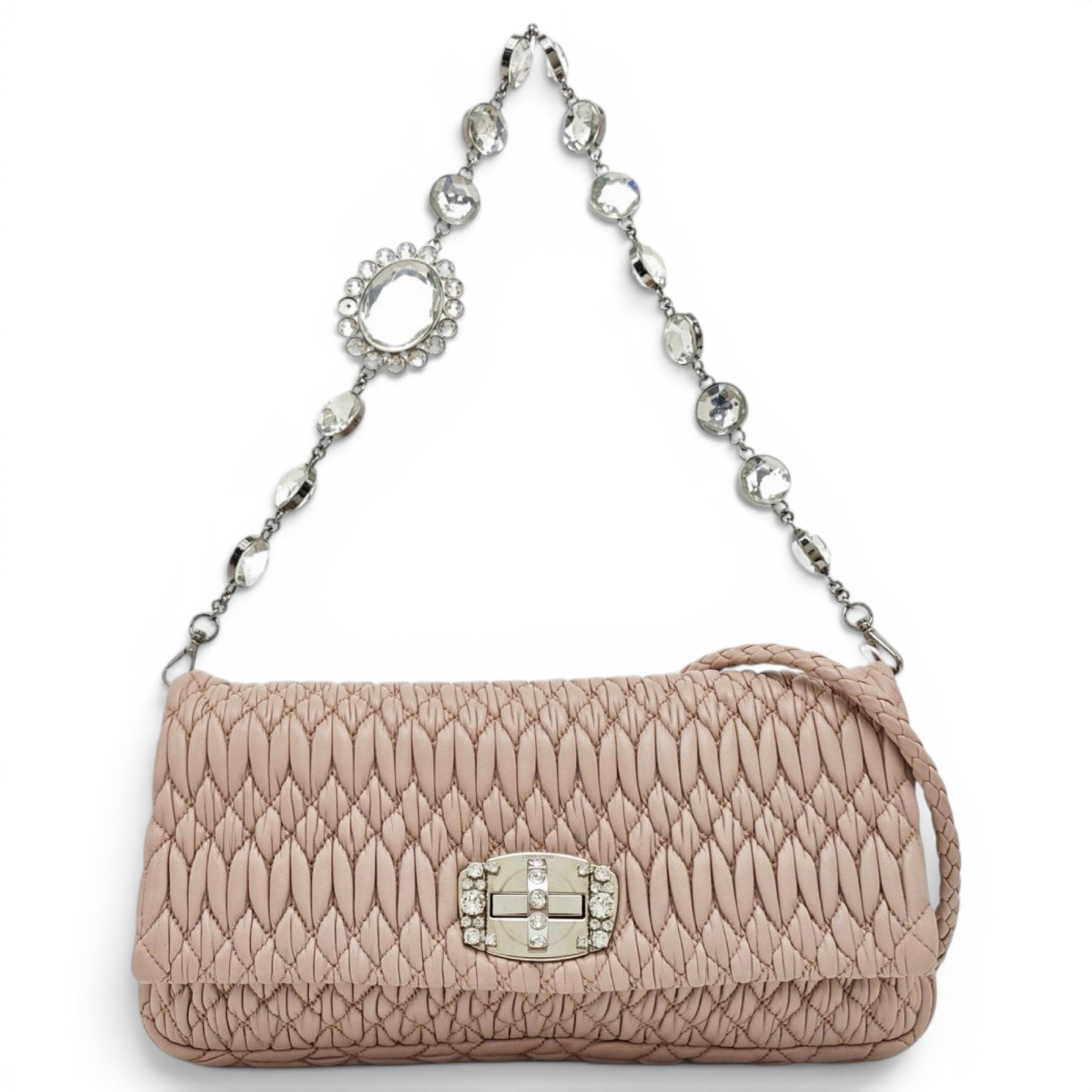 Miu Crystal leather handbag