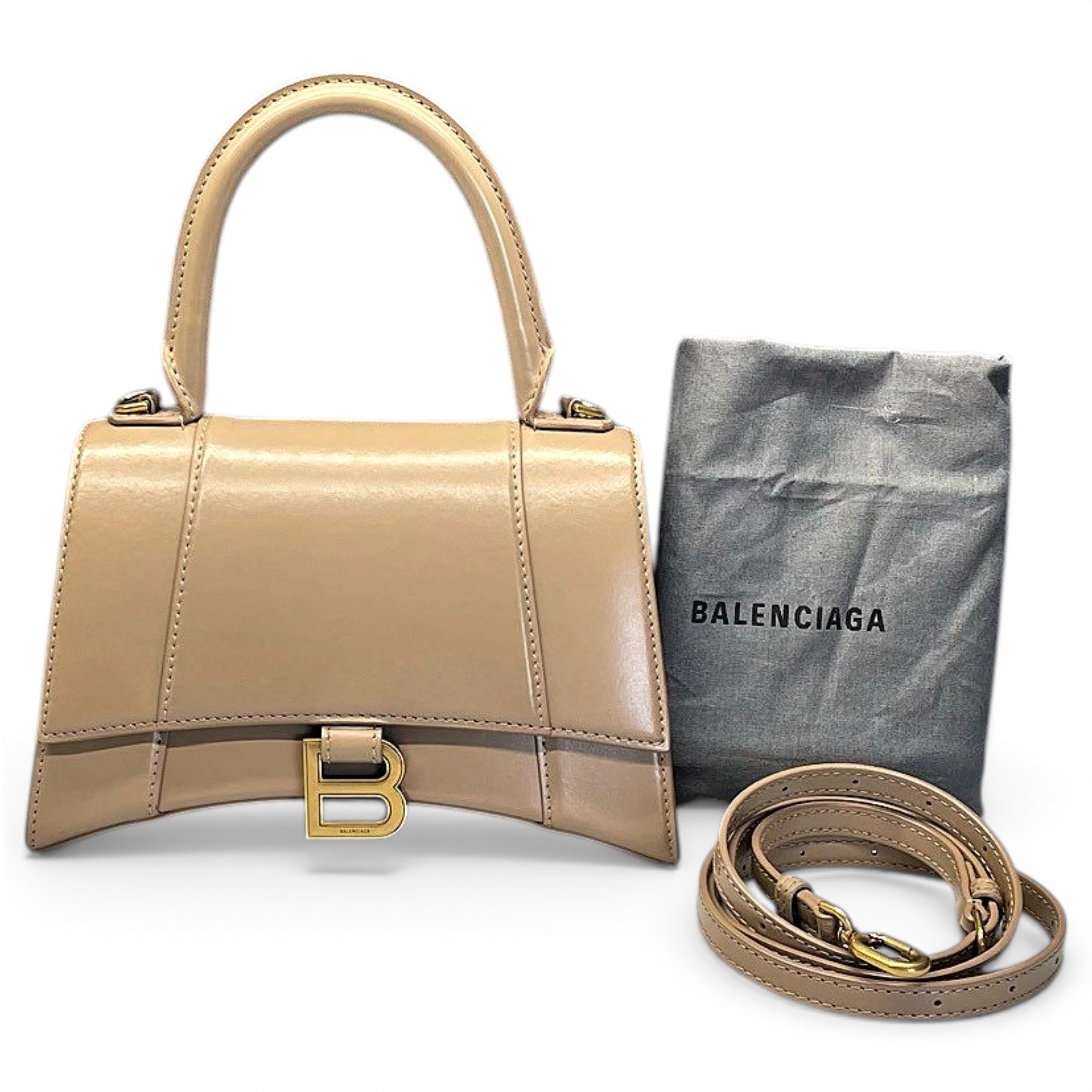 Hourglass leather handbag