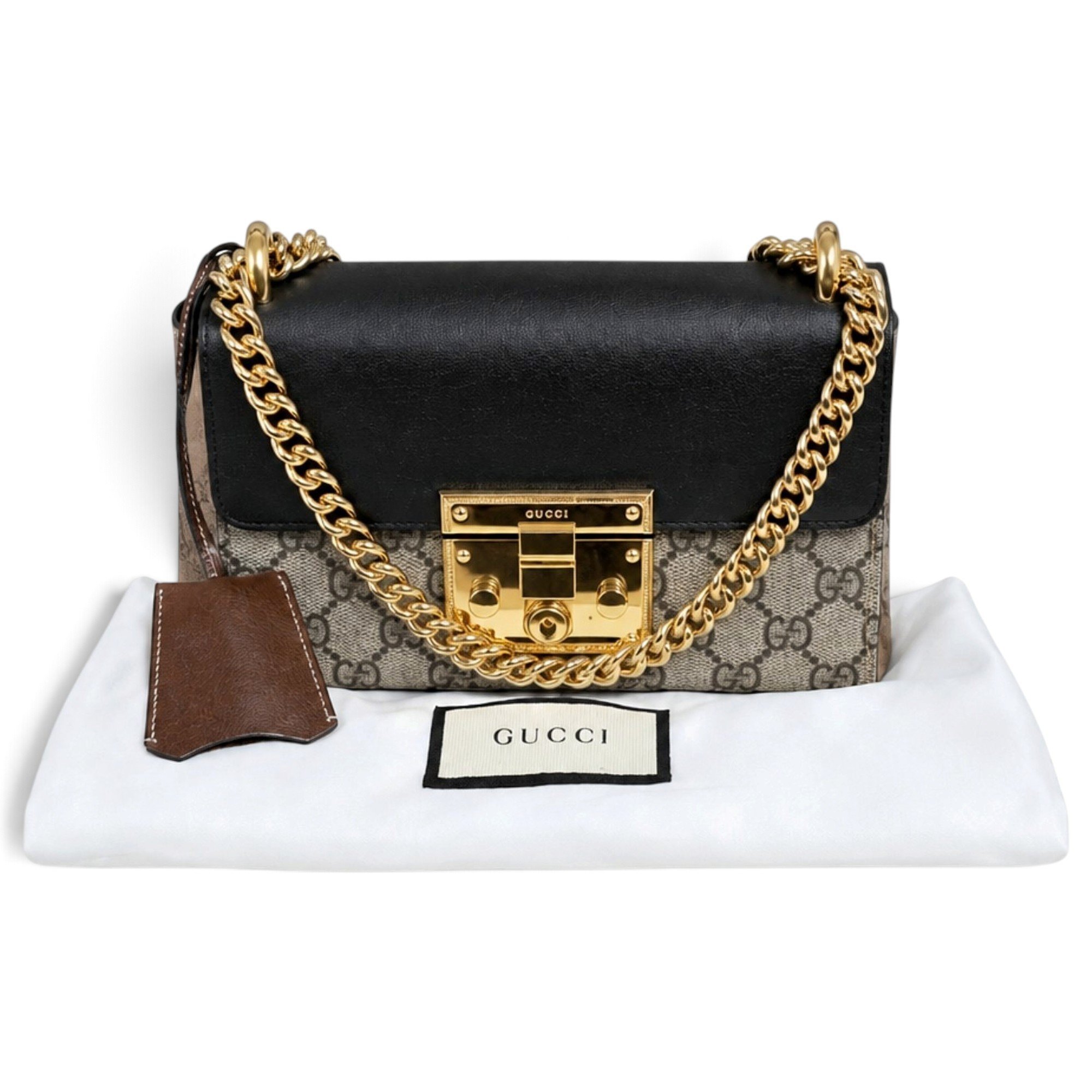 Padlock leather handbag
