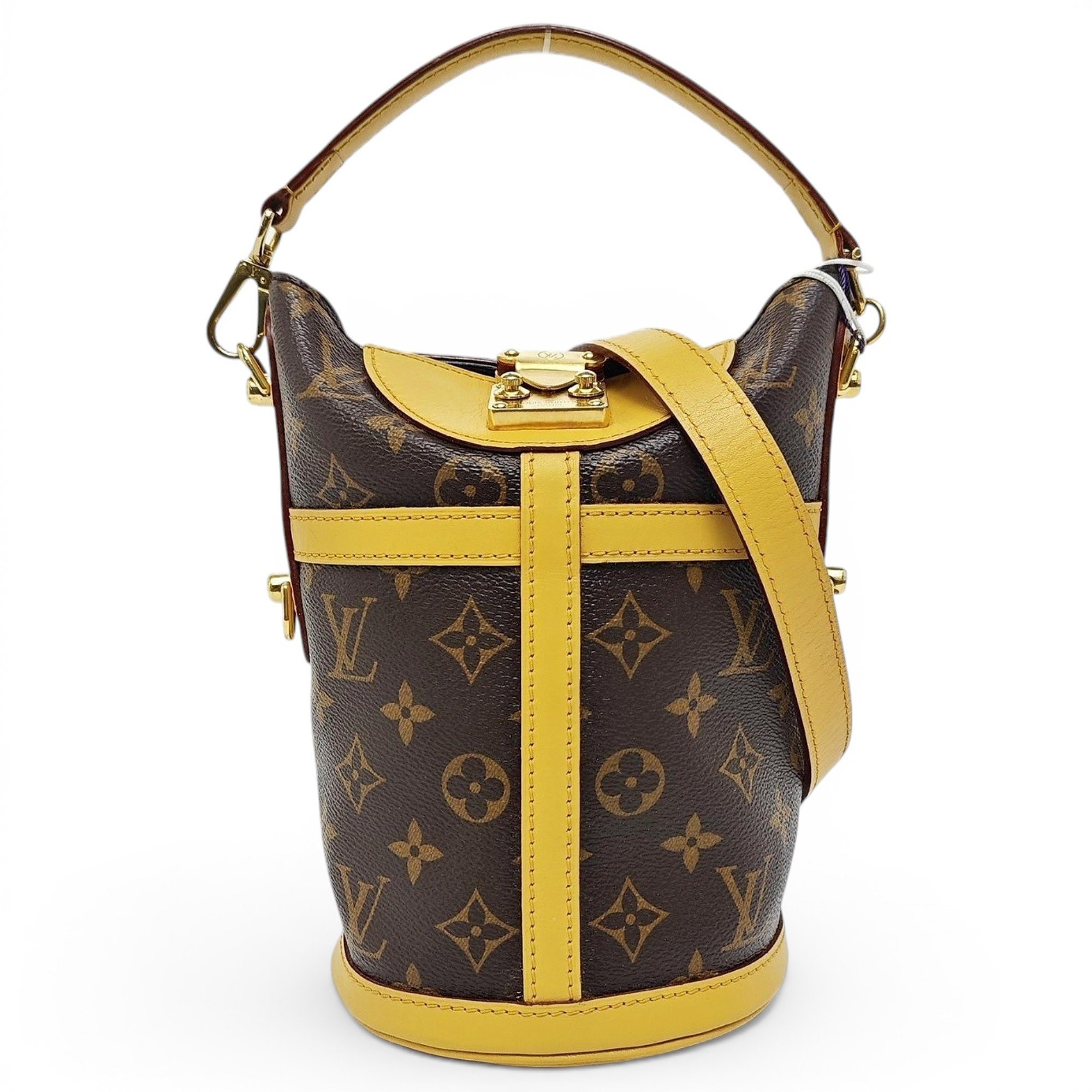Duffle leather handbag