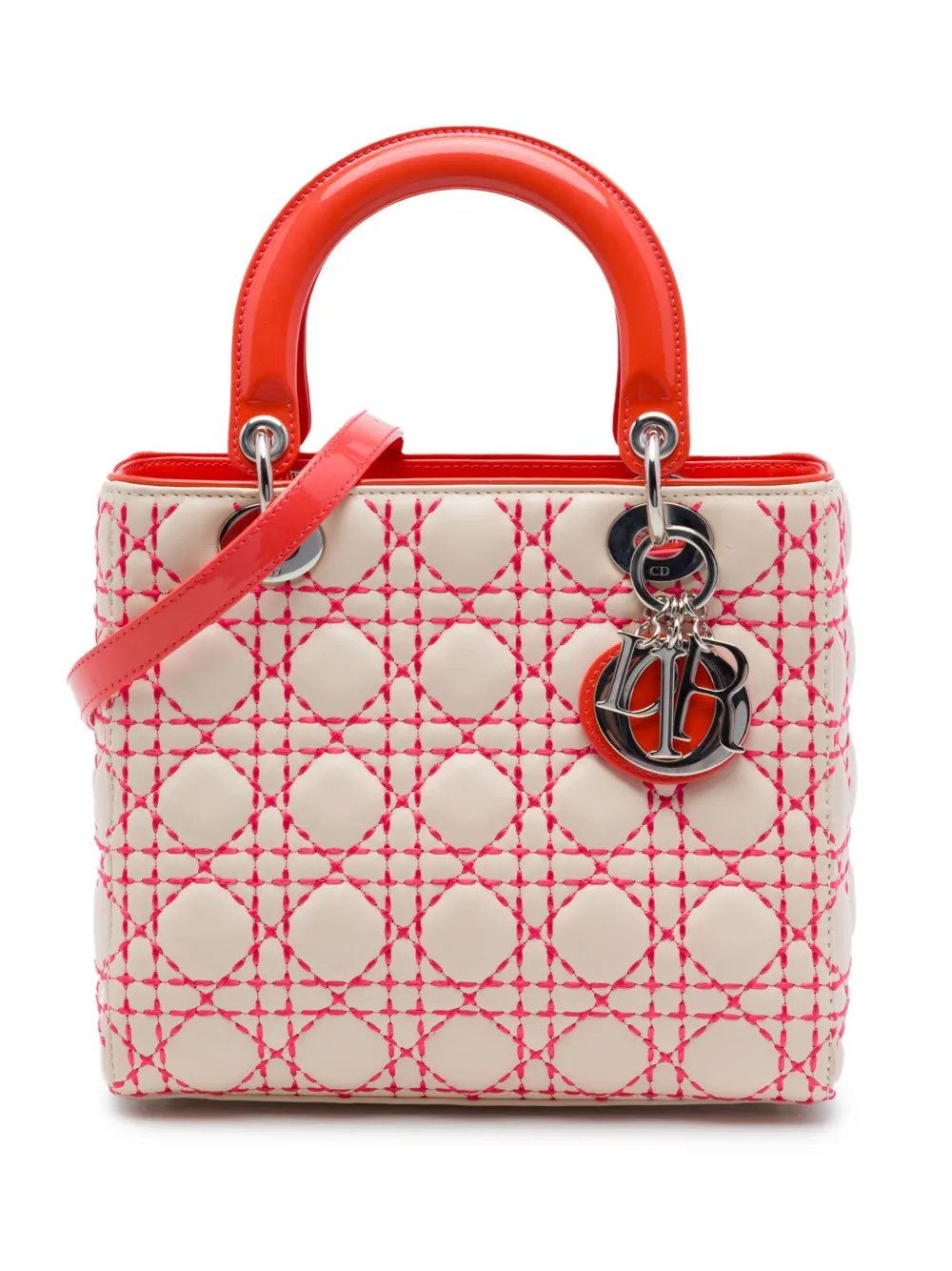 2012 Medium Lambskin Cannage Stitched Lady Dior satchel