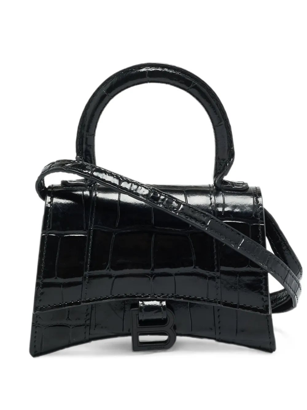 mini Hourglass croc-embossed tote bag