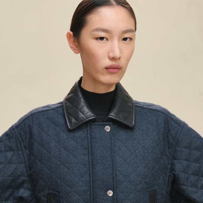 Bleu Céleste Short Quilted Coat