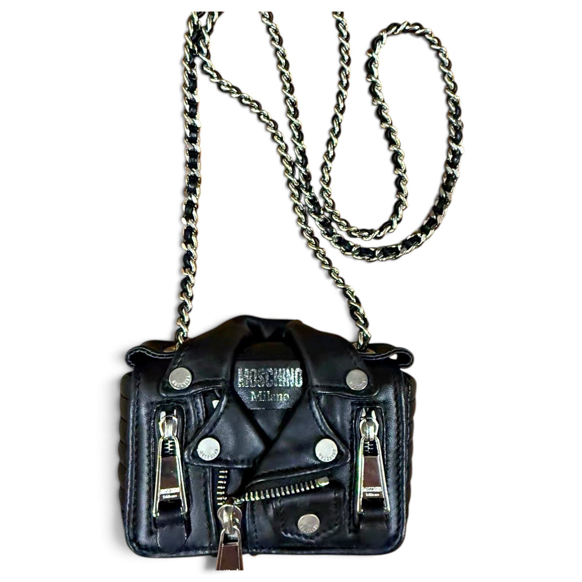 Biker leather crossbody bag