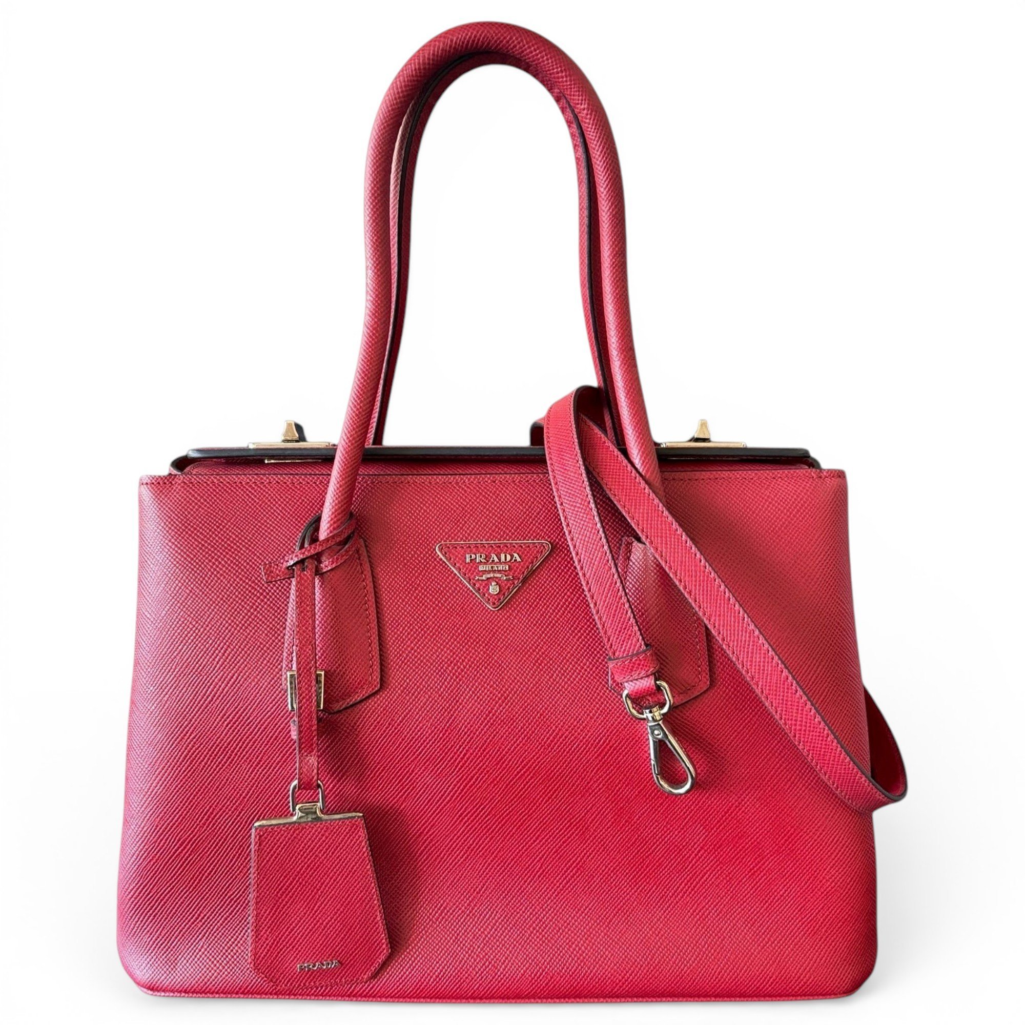 Double leather handbag