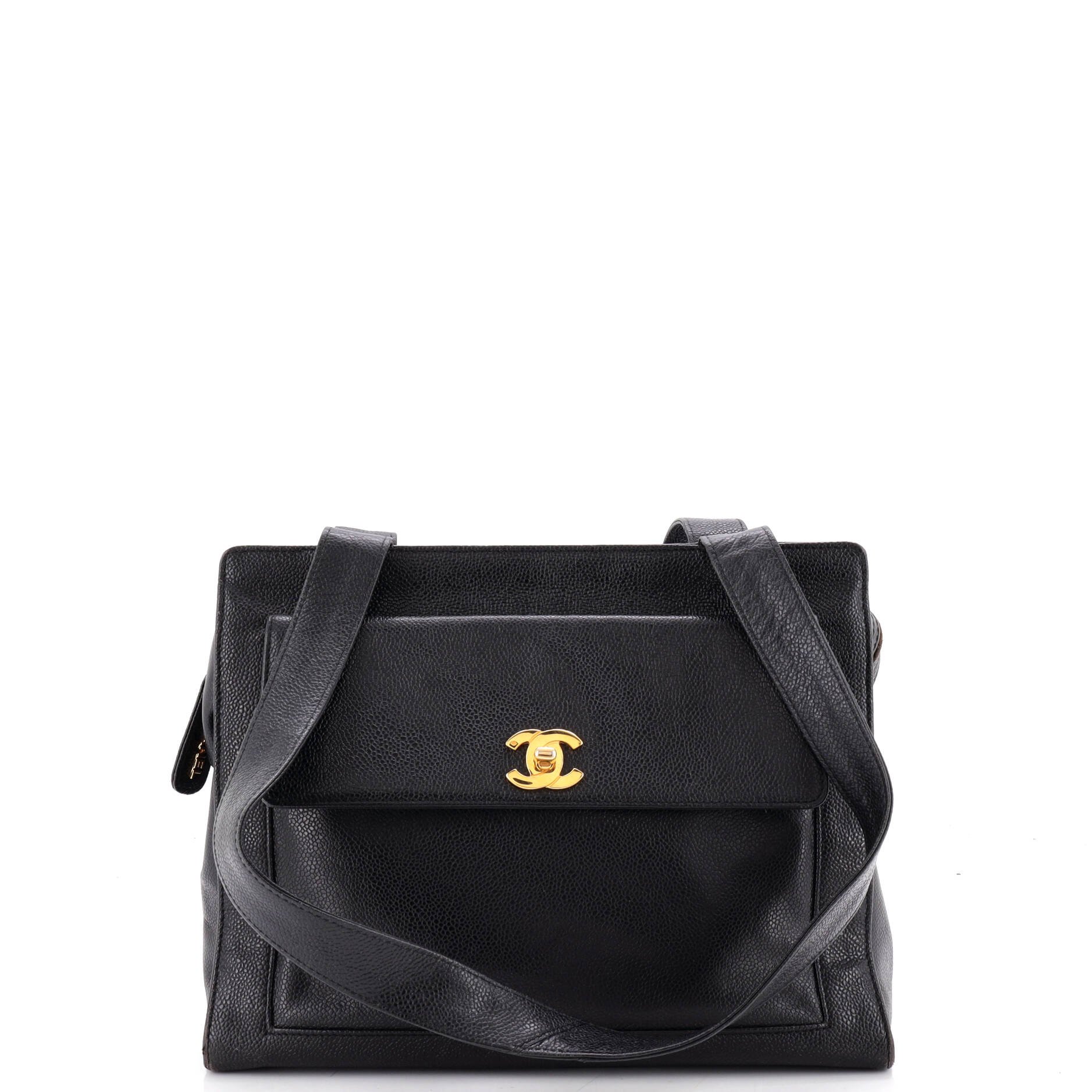Vintage Front Pocket Tote Caviar Medium