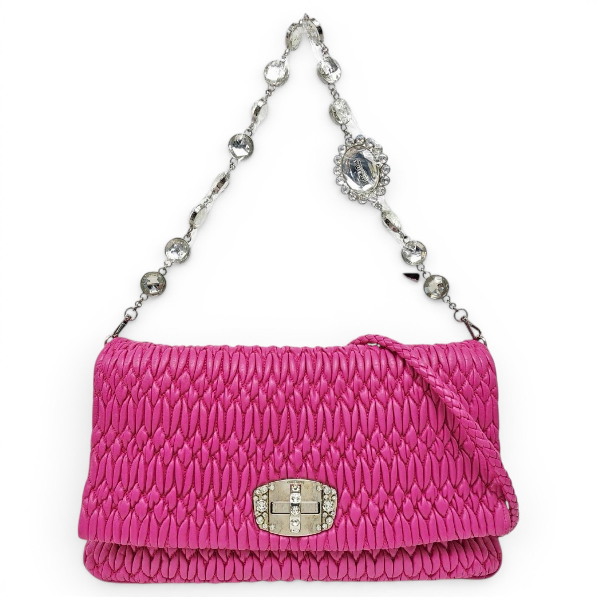 Miu Crystal leather handbag