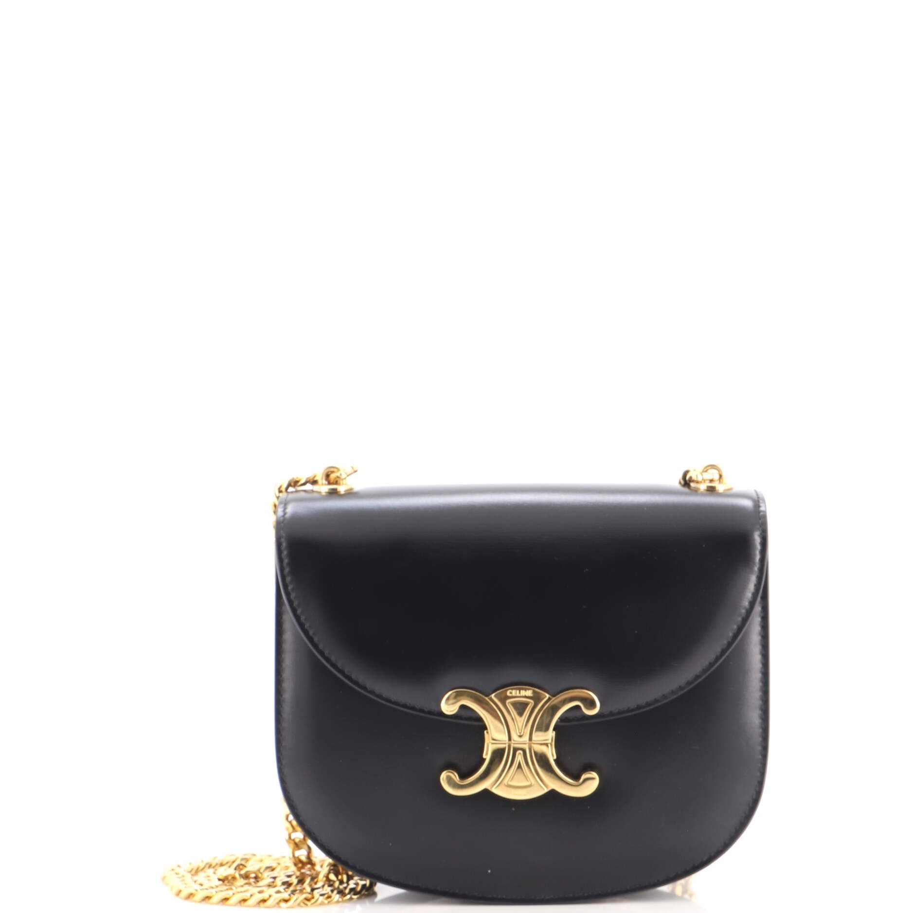 Triomphe Besace Clea Chain Flap Bag Leather