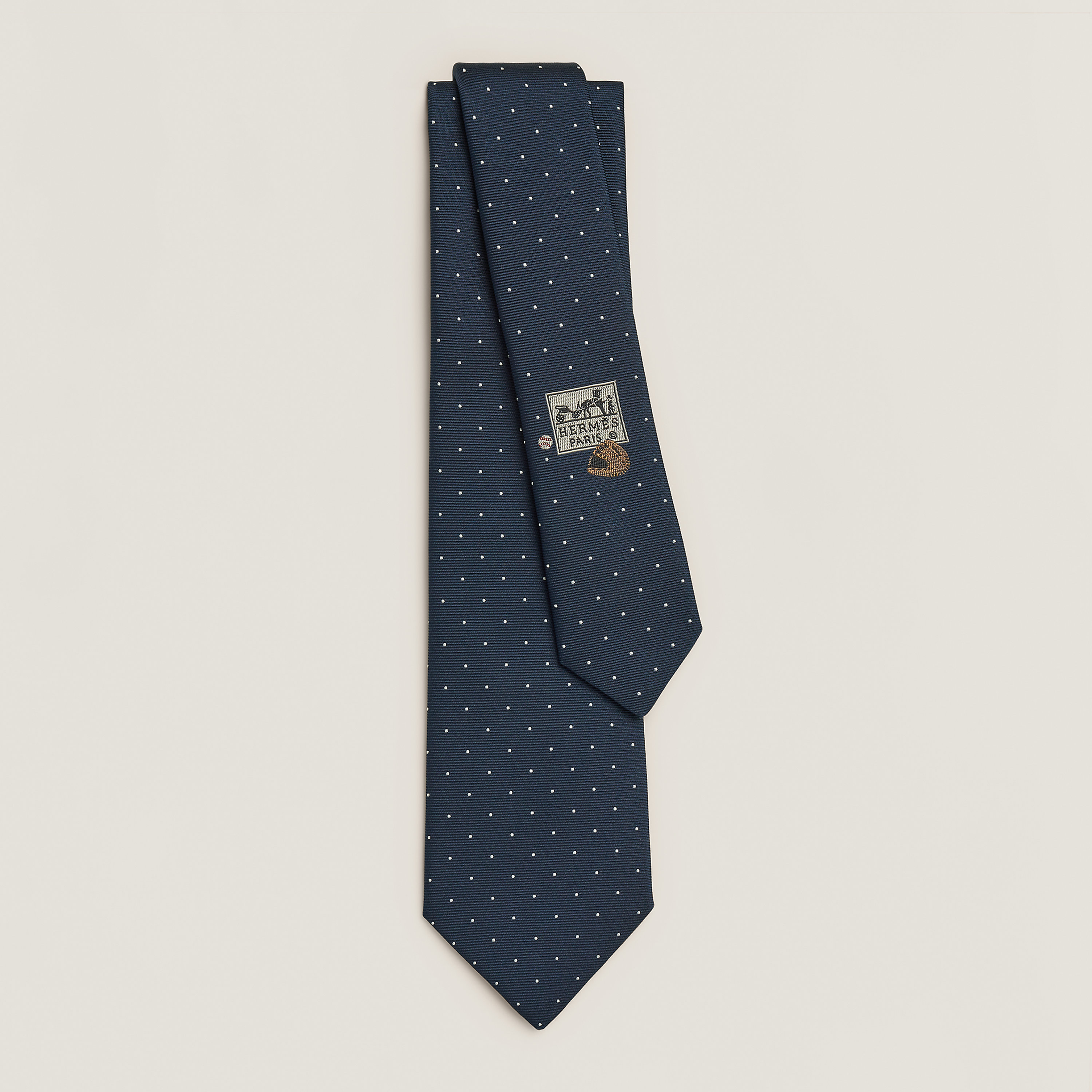 24SS新品未使用HERMES バスケドットネクタイ紺ネイビースポーティ・ドッツ Hermès Sporty Dots tie Basketball/Ardoise/Terracotta | BagUSeek