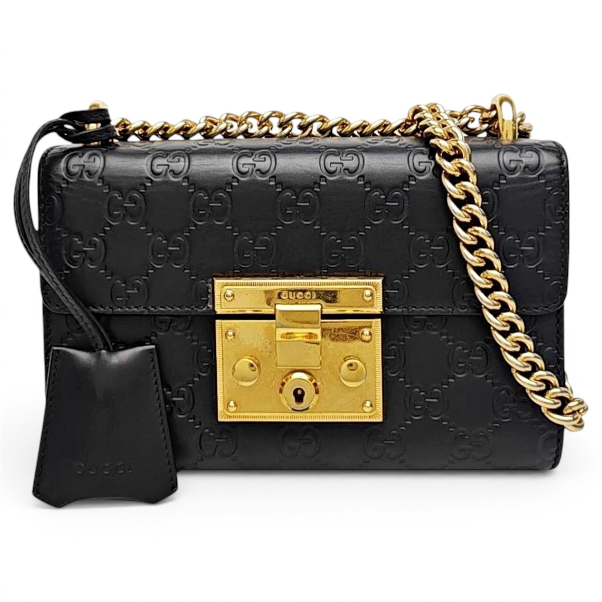 Padlock leather handbag