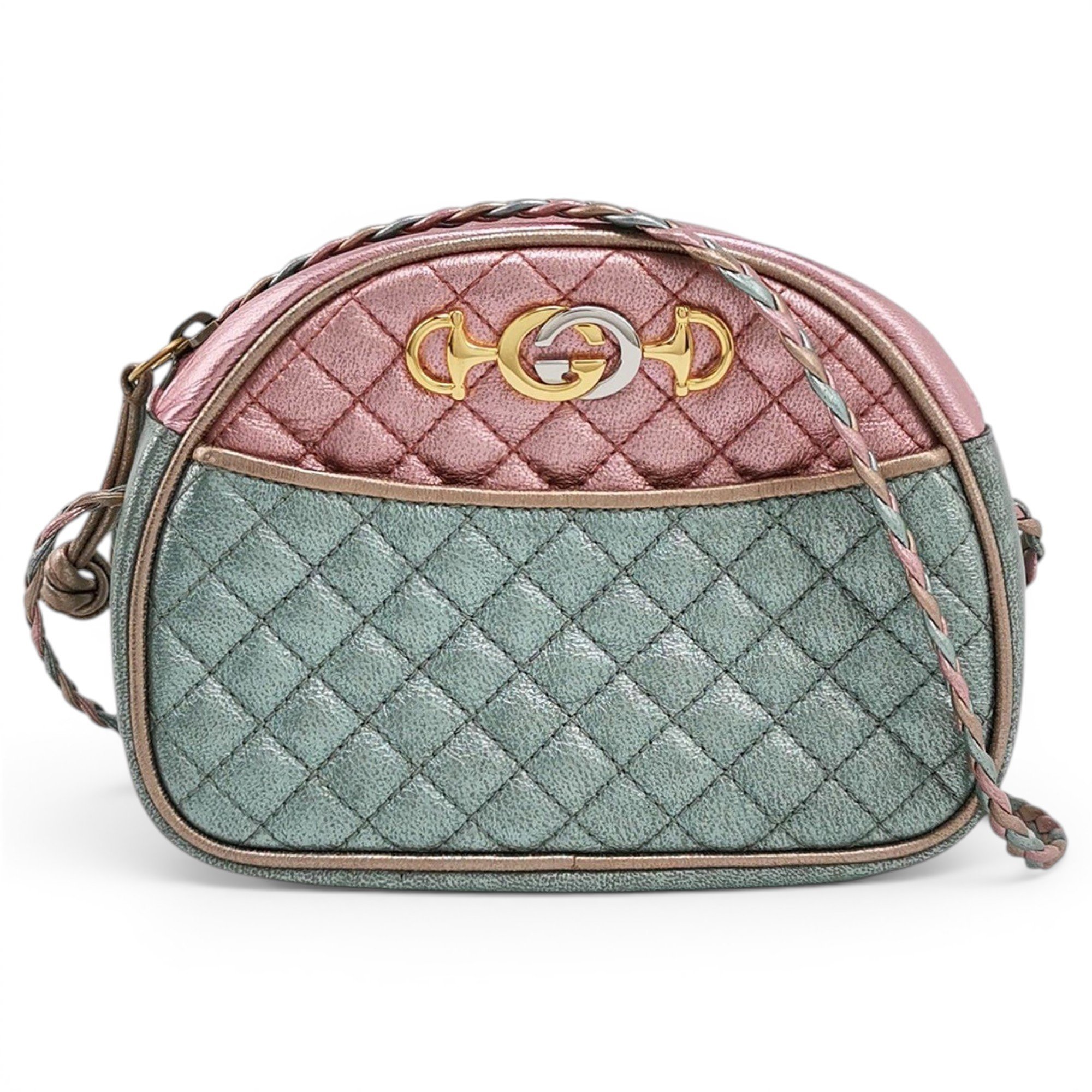 Laminated leather crossbody bag
