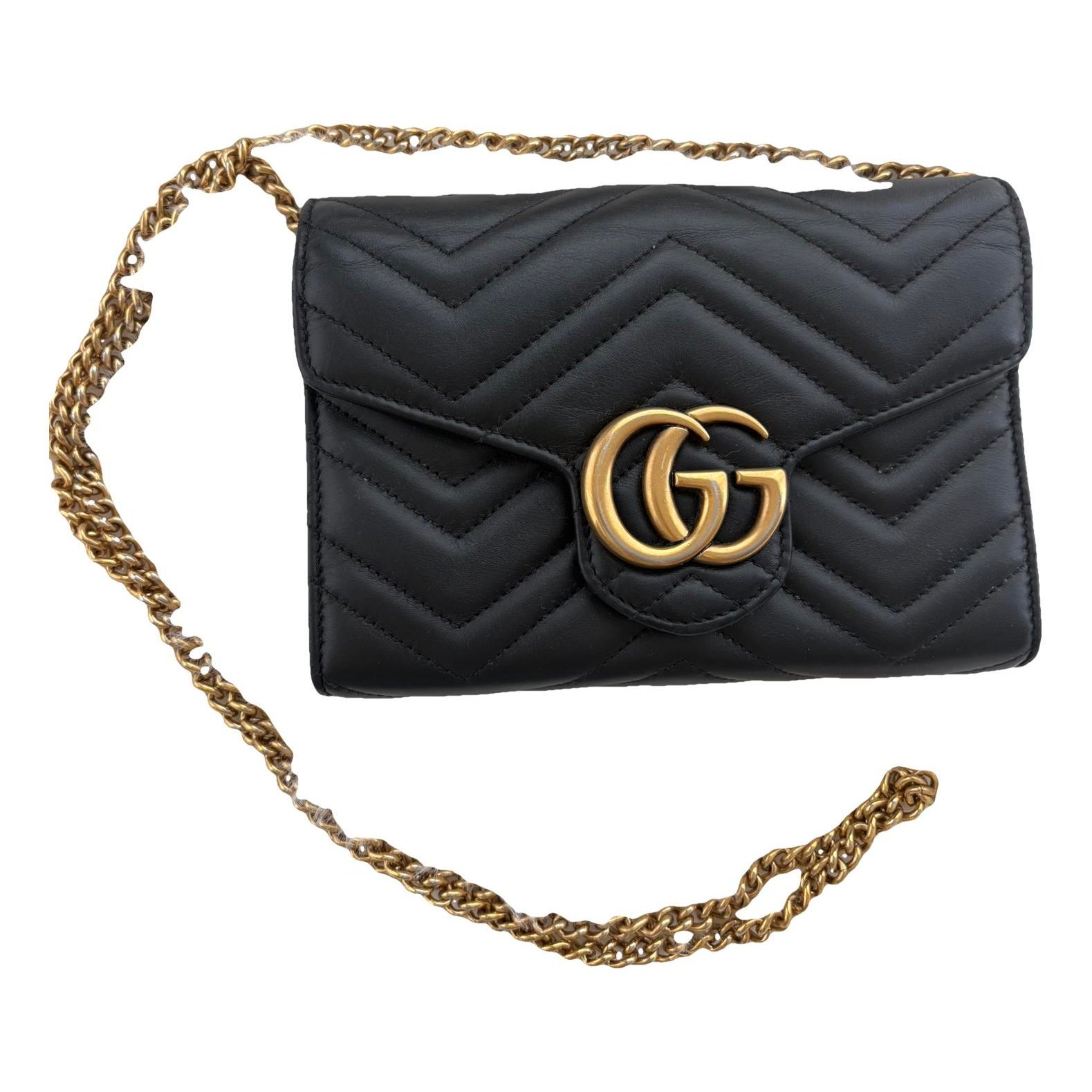 Pearly GG Marmont Chain Wallet leather crossbody bag