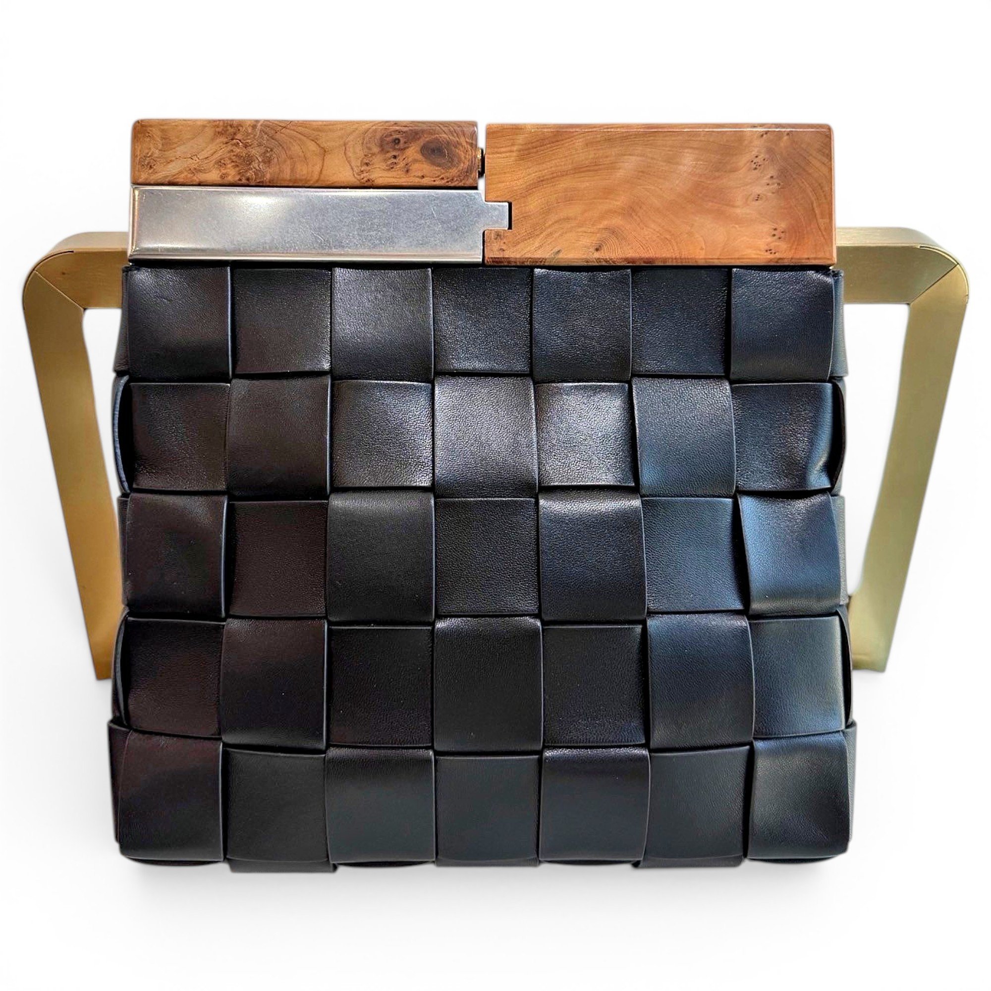 Snap leather handbag