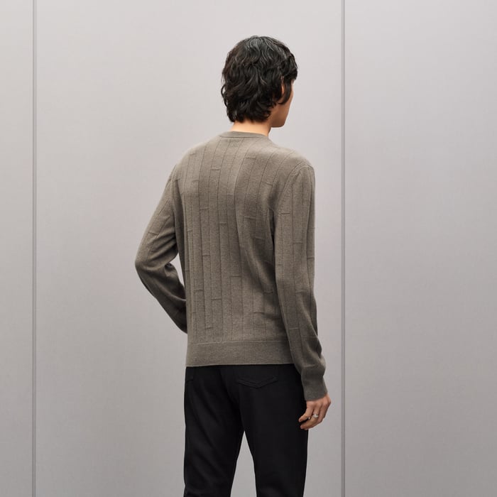Taupe "H En Echelle" Crewneck Cashmere Sweater