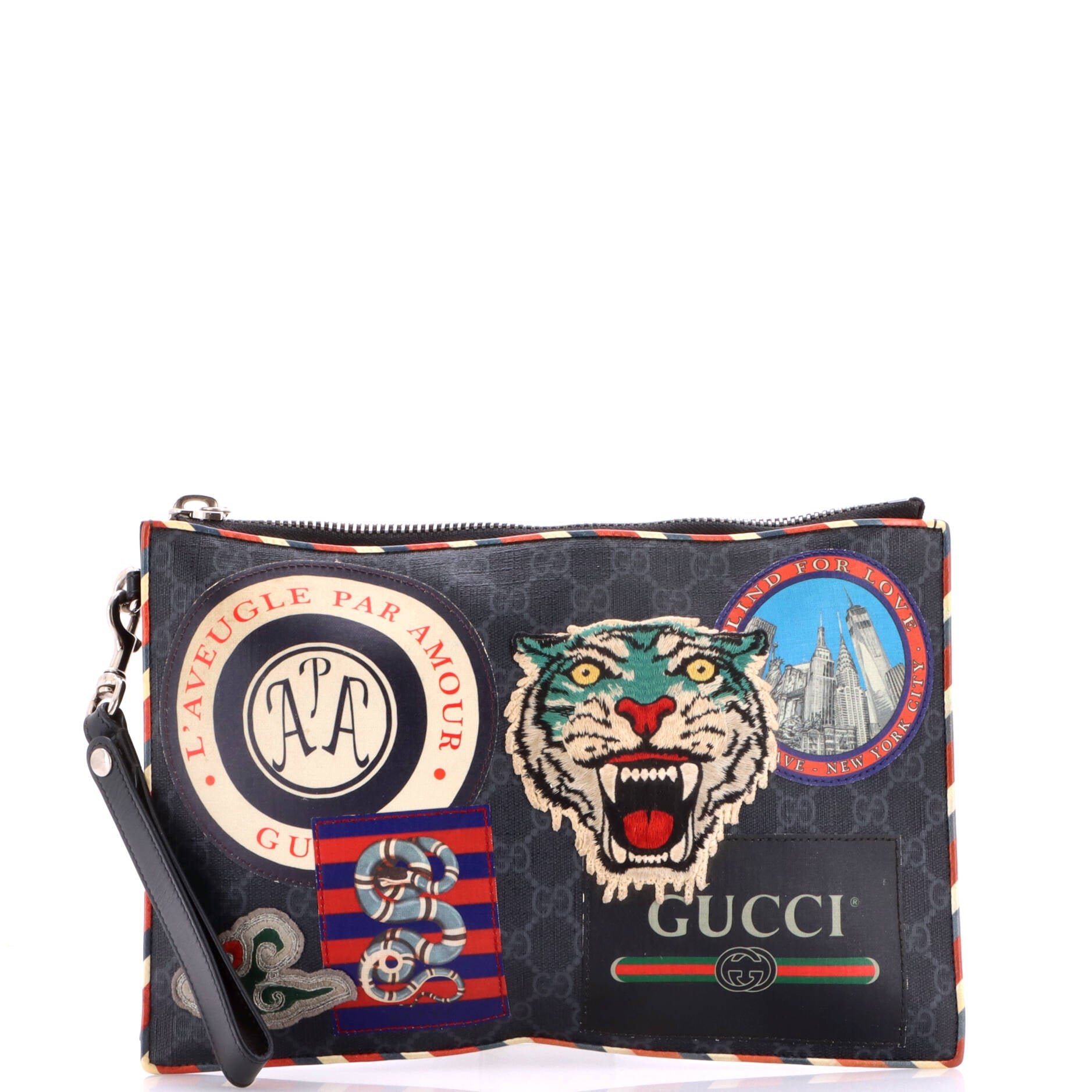 Night Courrier Pouch GG Coated Canvas with Applique