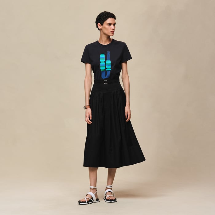 Bleu Noir Printed Straight T-shirt