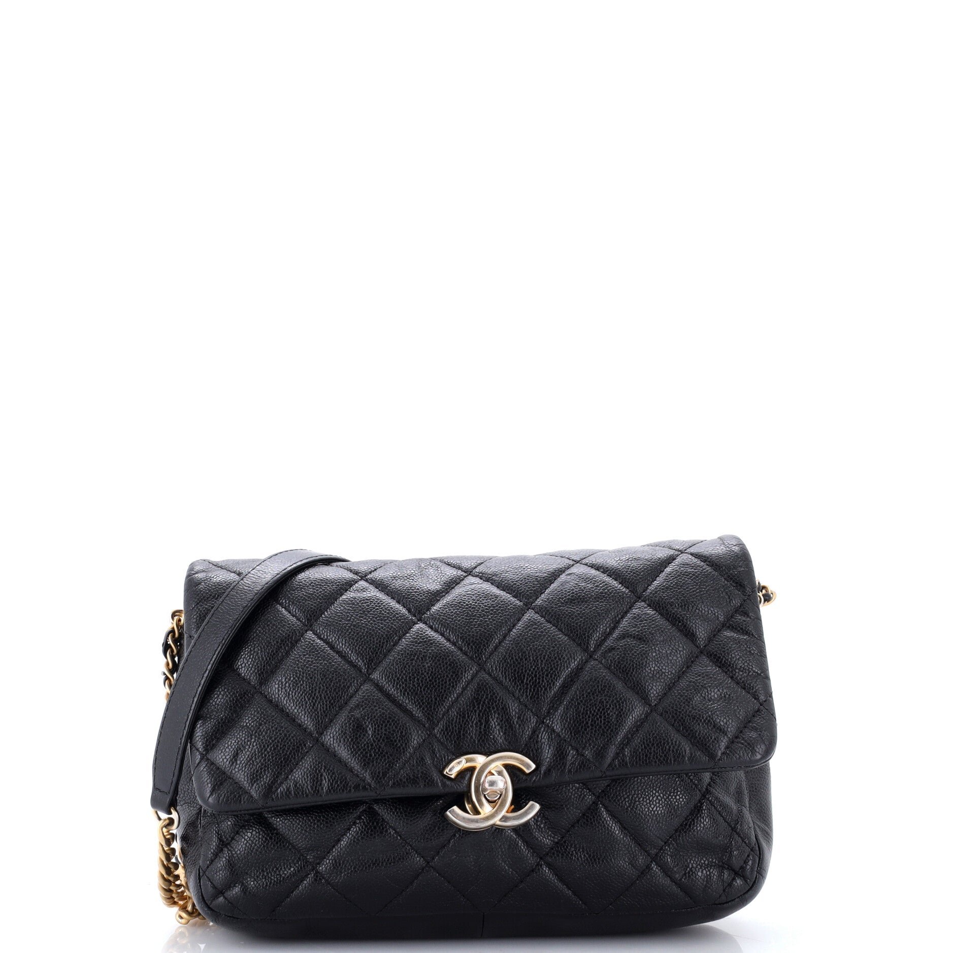 Chain Melody Flap Bag Quilted Caviar Medium