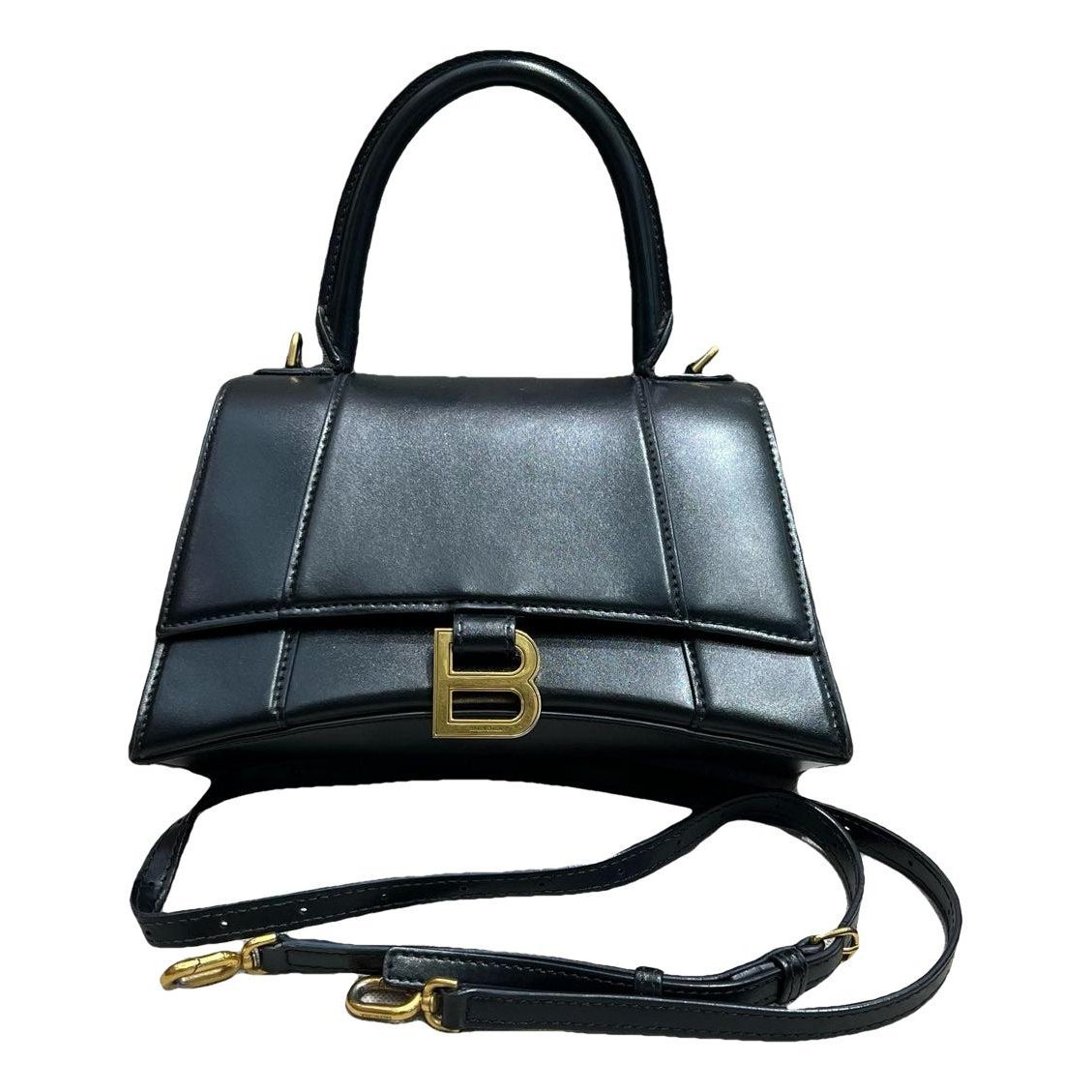 Hourglass leather handbag