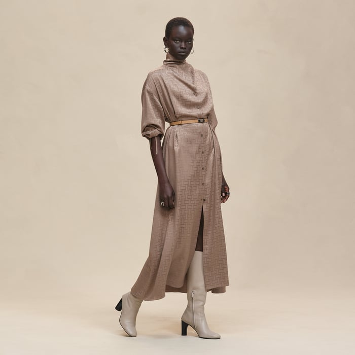 "Mosaique" Drawstring Long Dress