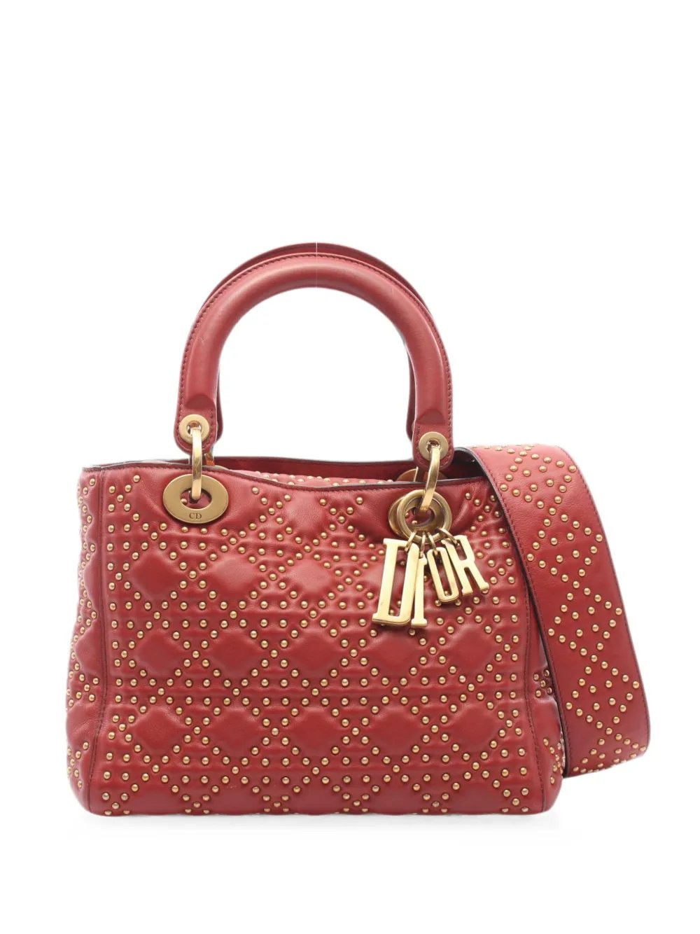 2010s Lady Dior two-way studded handbag