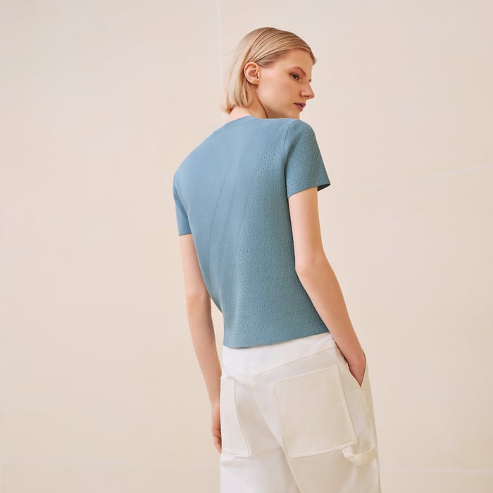 Bleu Arctique "Bandanas" Short-sleeve Sweater