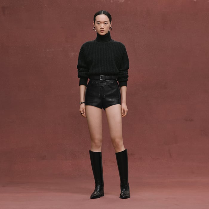 Noir Shorts With Perforated Details