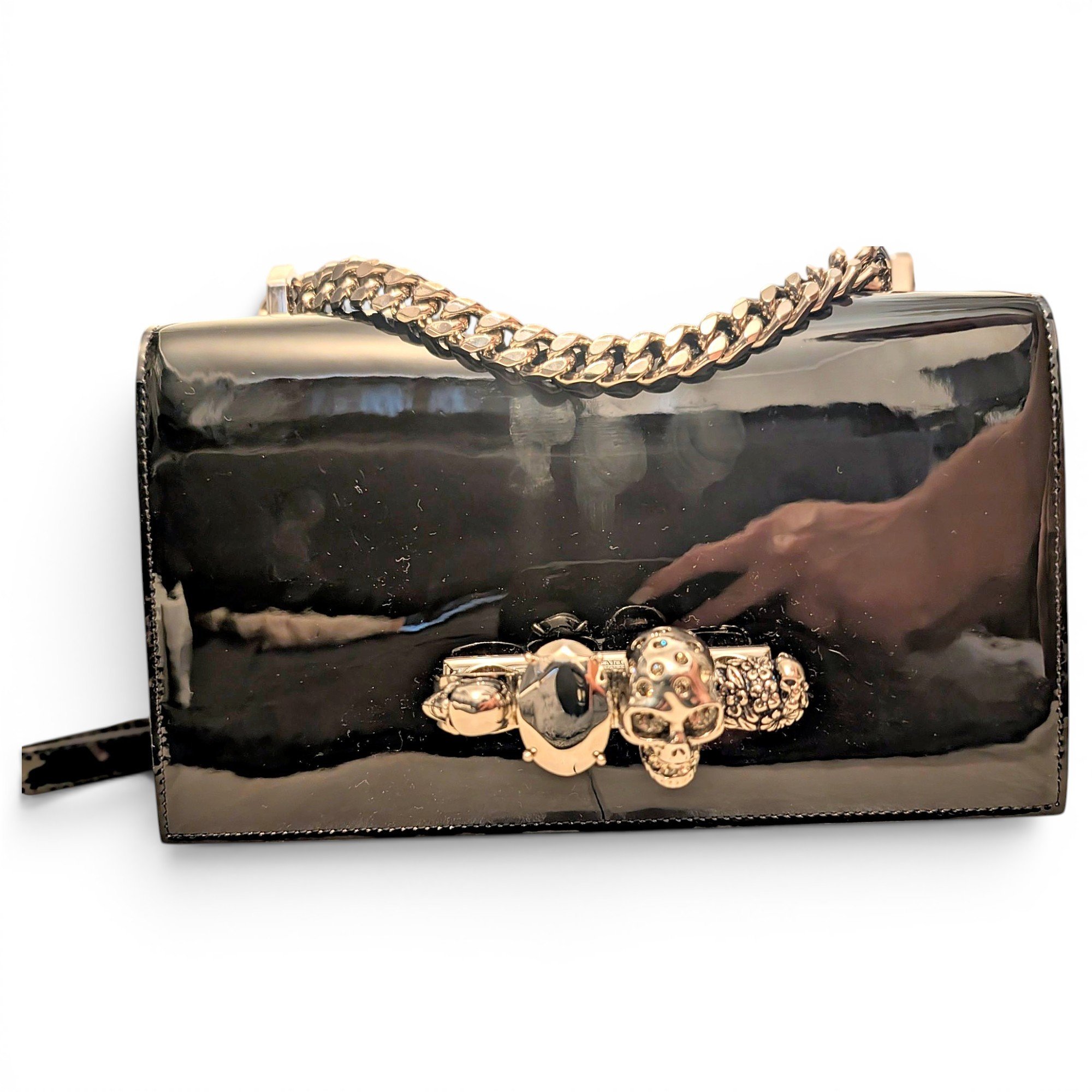Alexander McQueen Knuckle patent leather crossbody bag