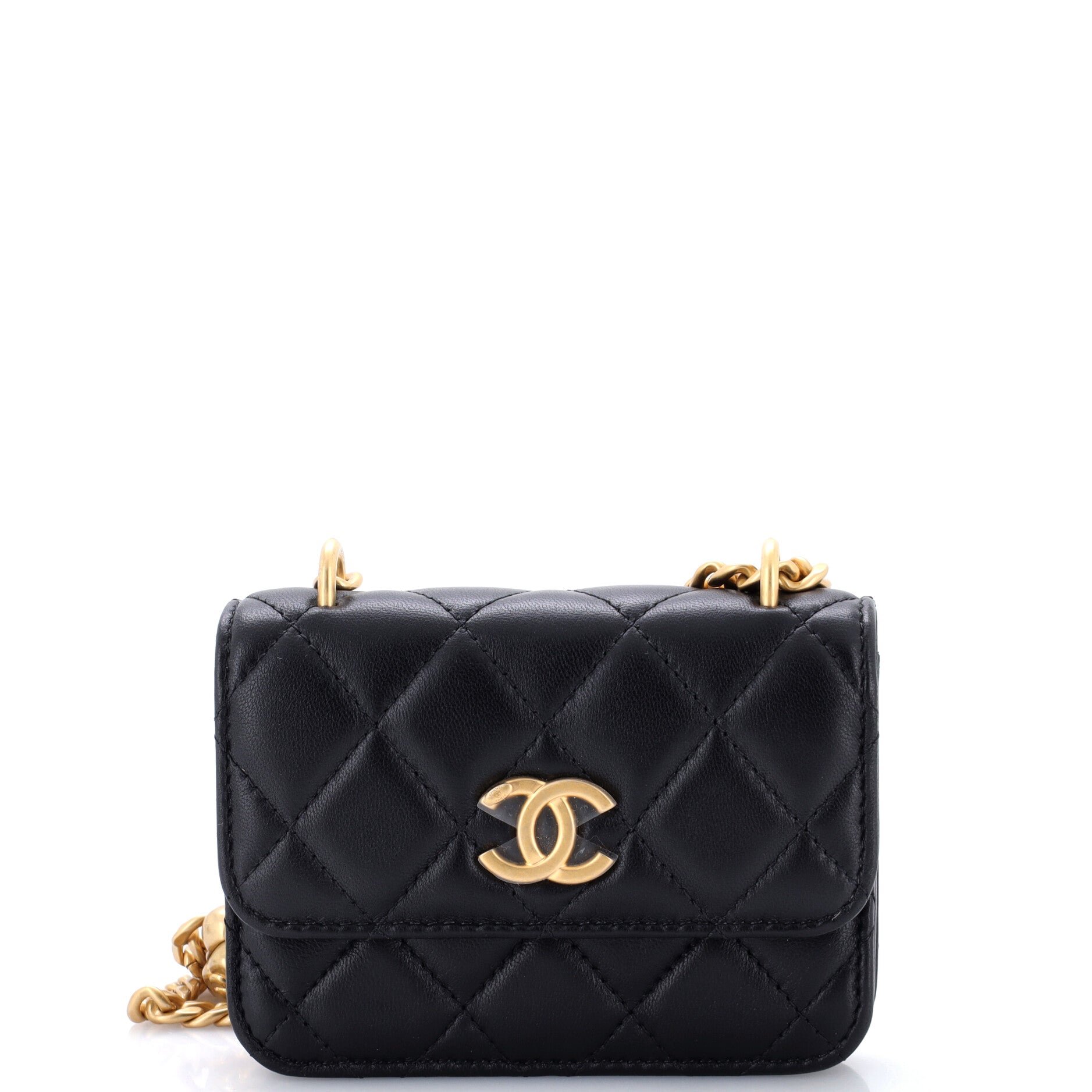 Sweet Camellia Flap Clutch with Chain Quilted Lambskin Mini
