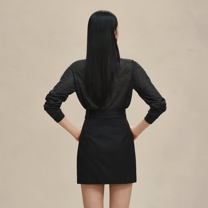Noir Double Cotton Twill Skirt