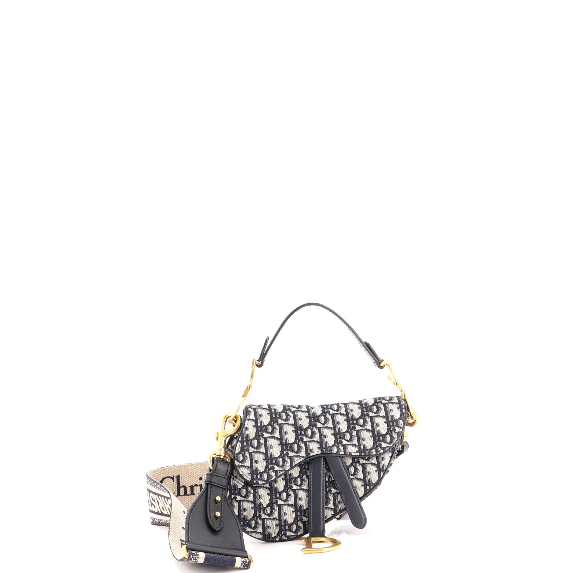 Saddle Handbag with Strap Oblique Canvas Mini