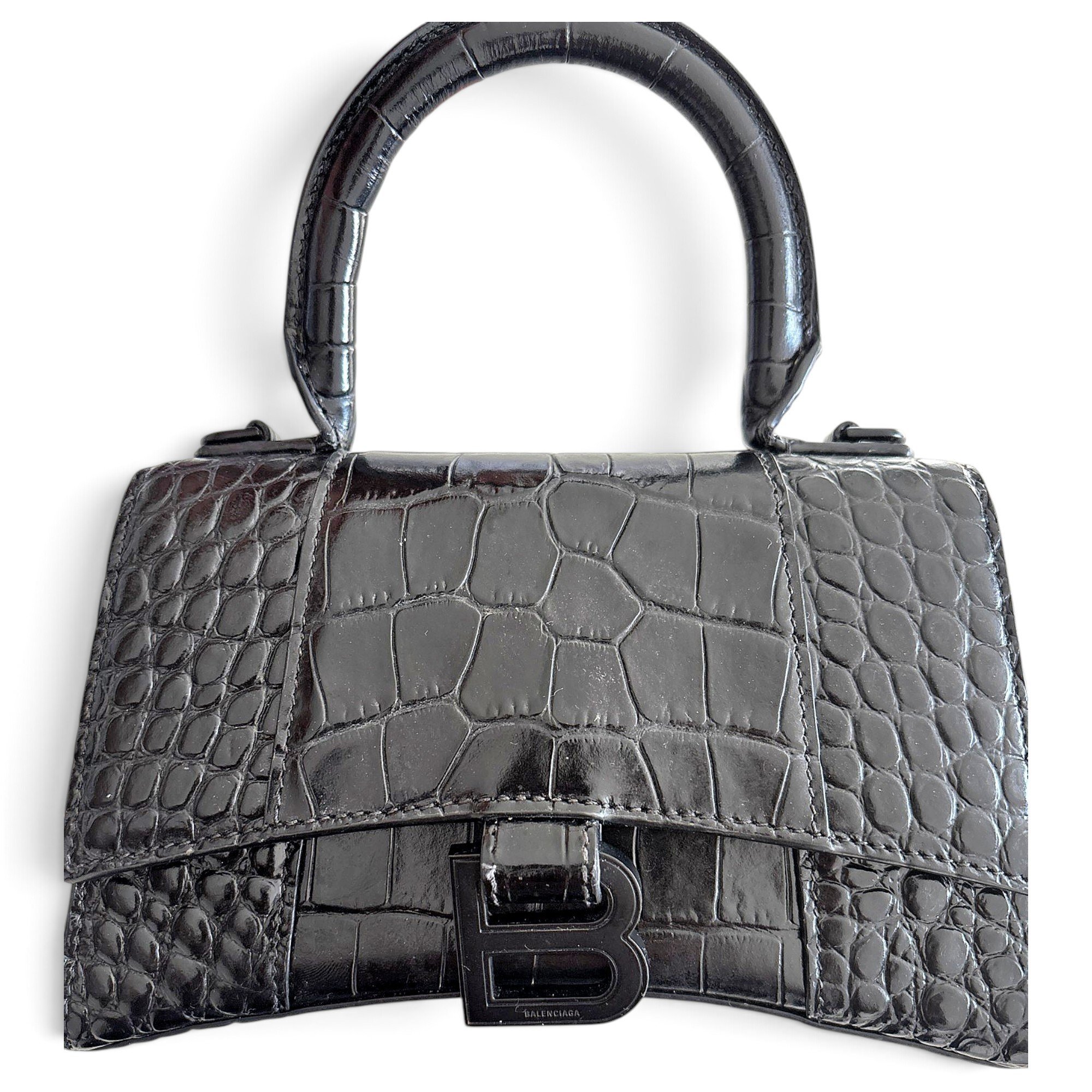 Hourglass leather handbag