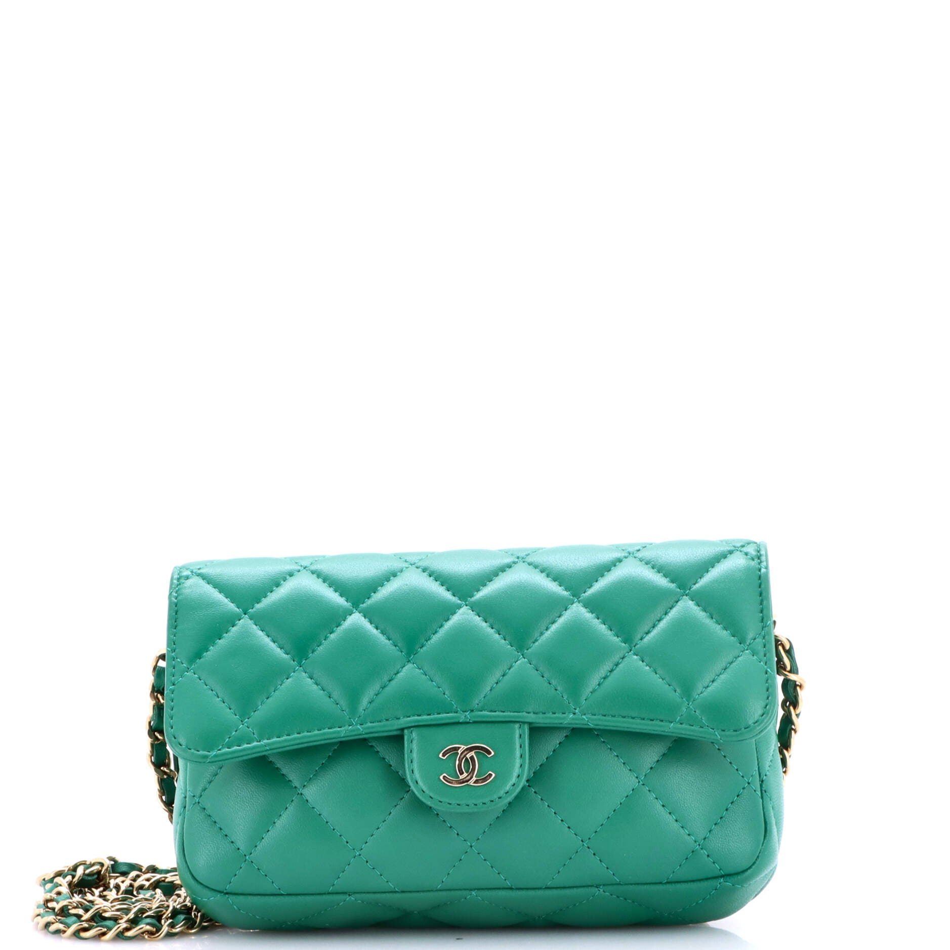 Classic Flap Phone Holder with Chain Quilted Lambskin