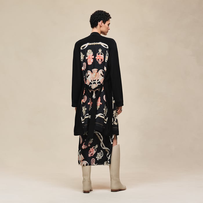 Noir "Ferronnerie Remix" Long-sleeve Twillaine Cardigan