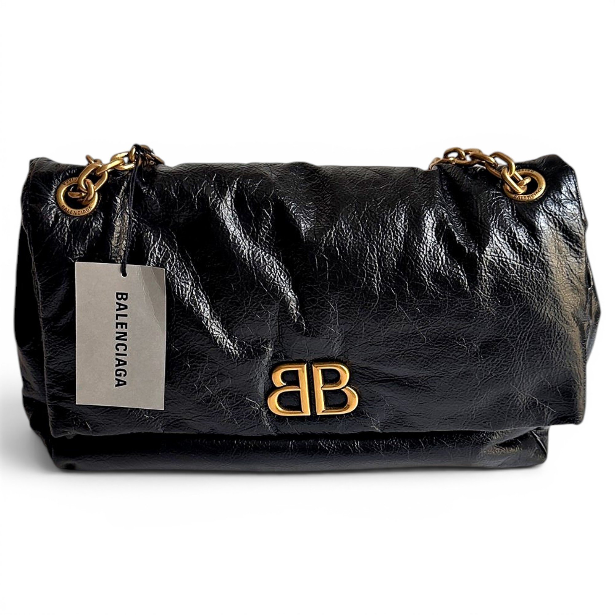 BB chain leather crossbody bag